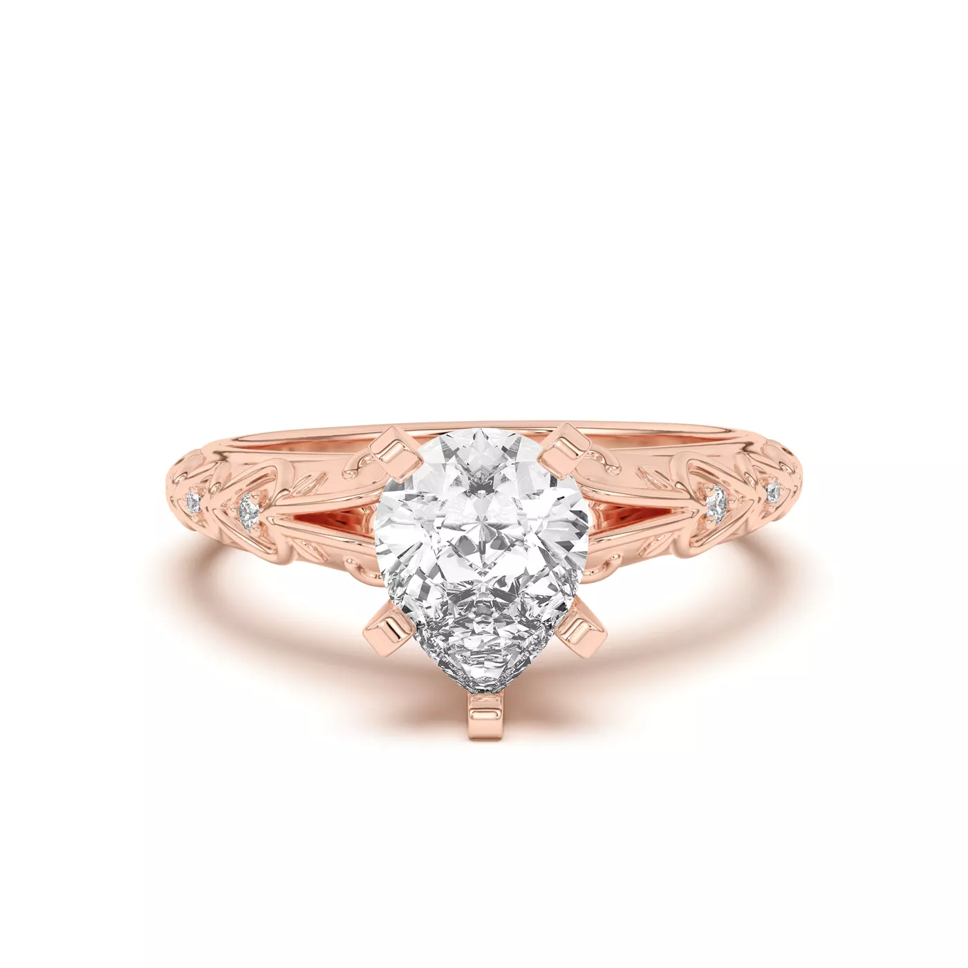 Pavé Band 14K Rose Gold Engagement Ring