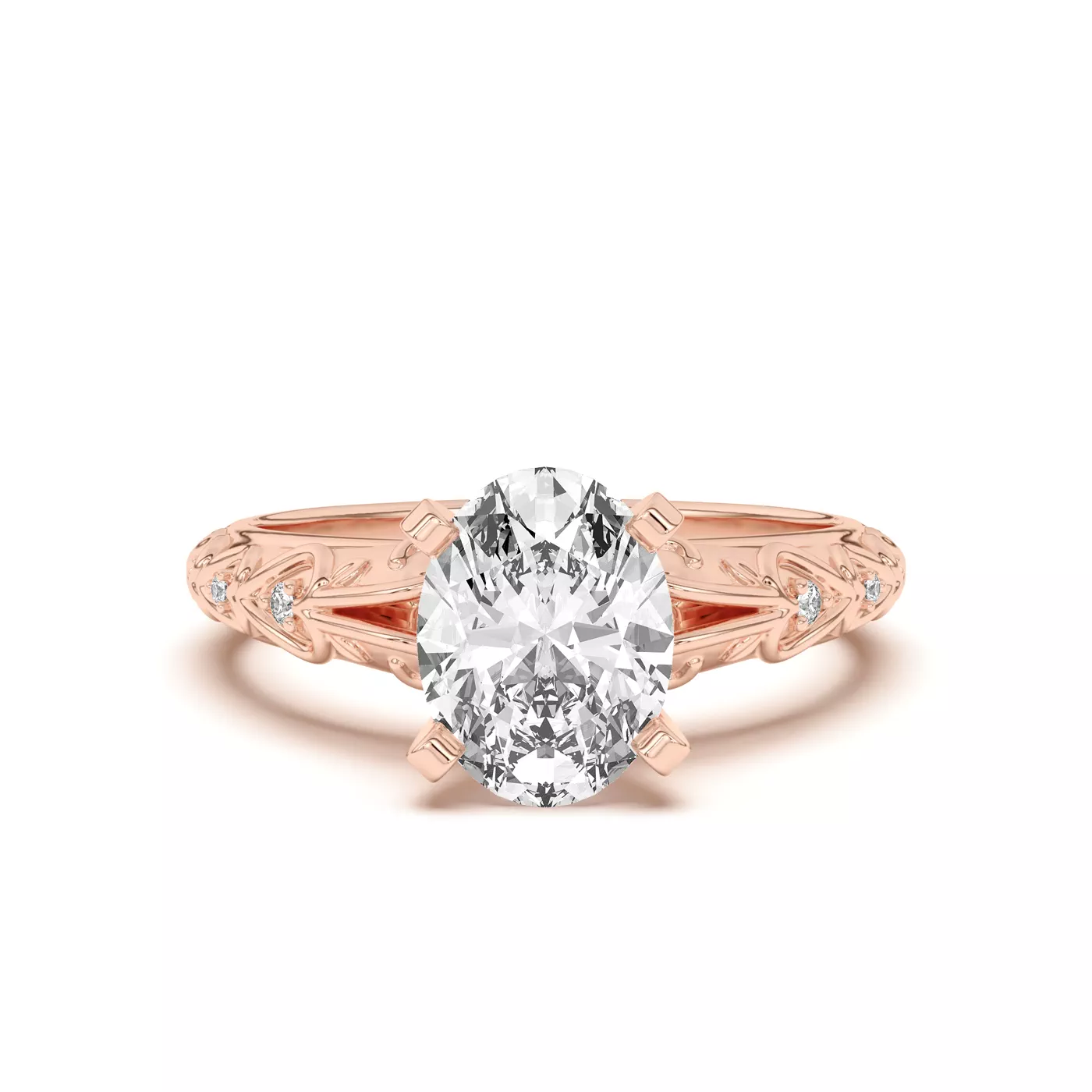 Pavé Band 14K Rose Gold Engagement Ring