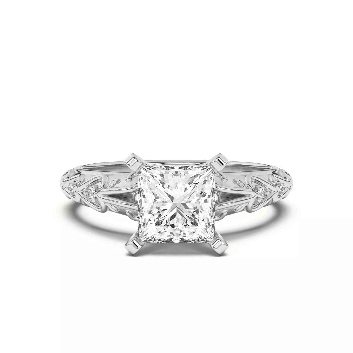 Pavé Band 14K White Gold Engagement Ring