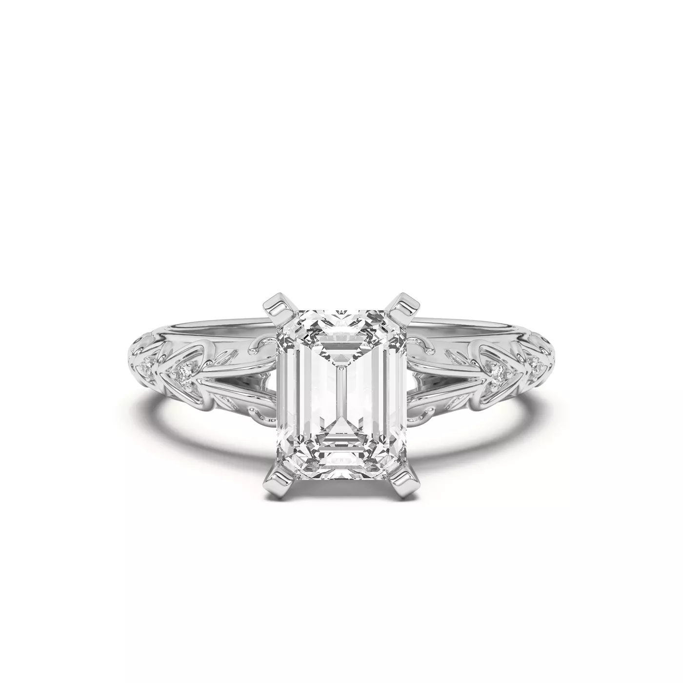 Pavé Band 14K White Gold Engagement Ring