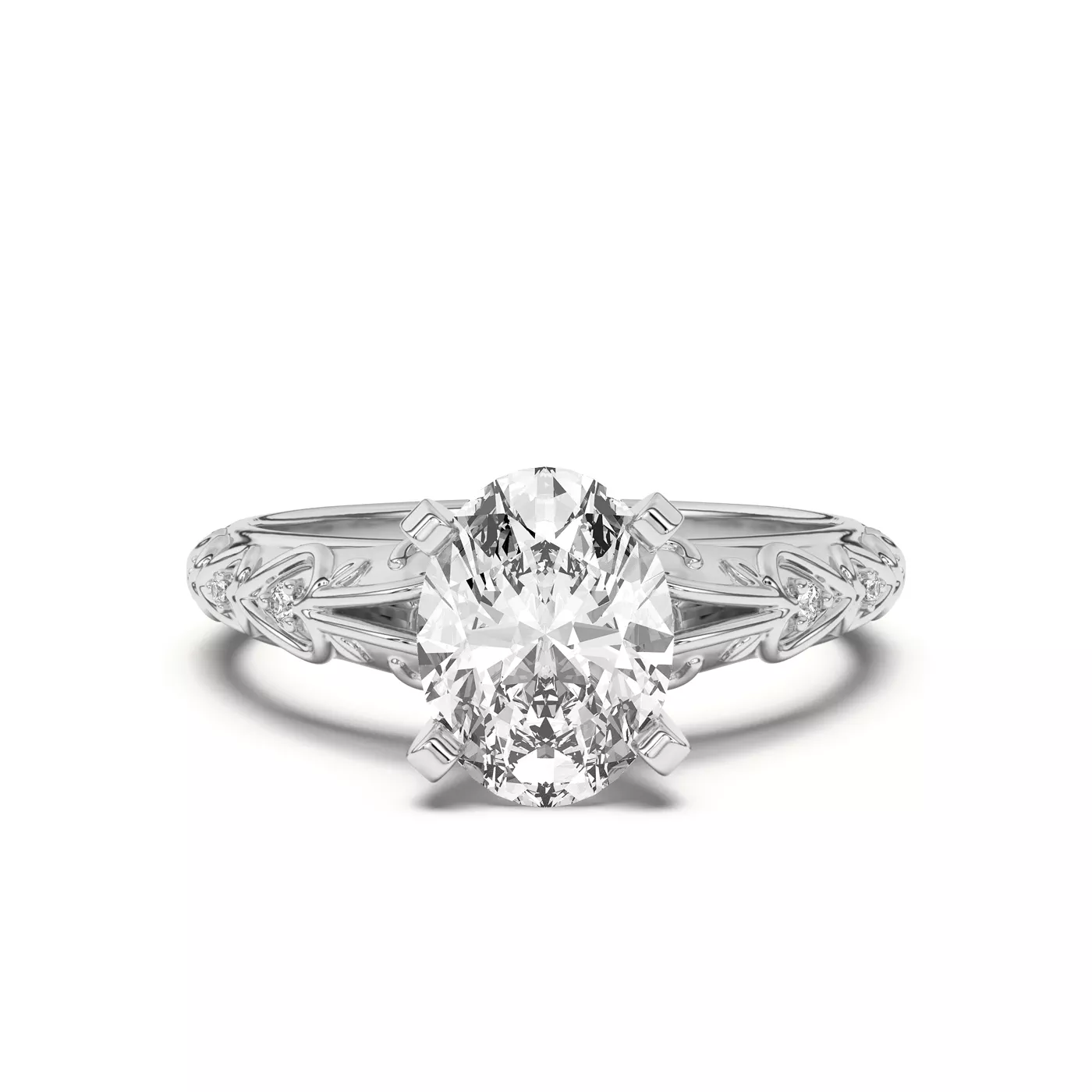 Pavé Band 14K White Gold Engagement Ring