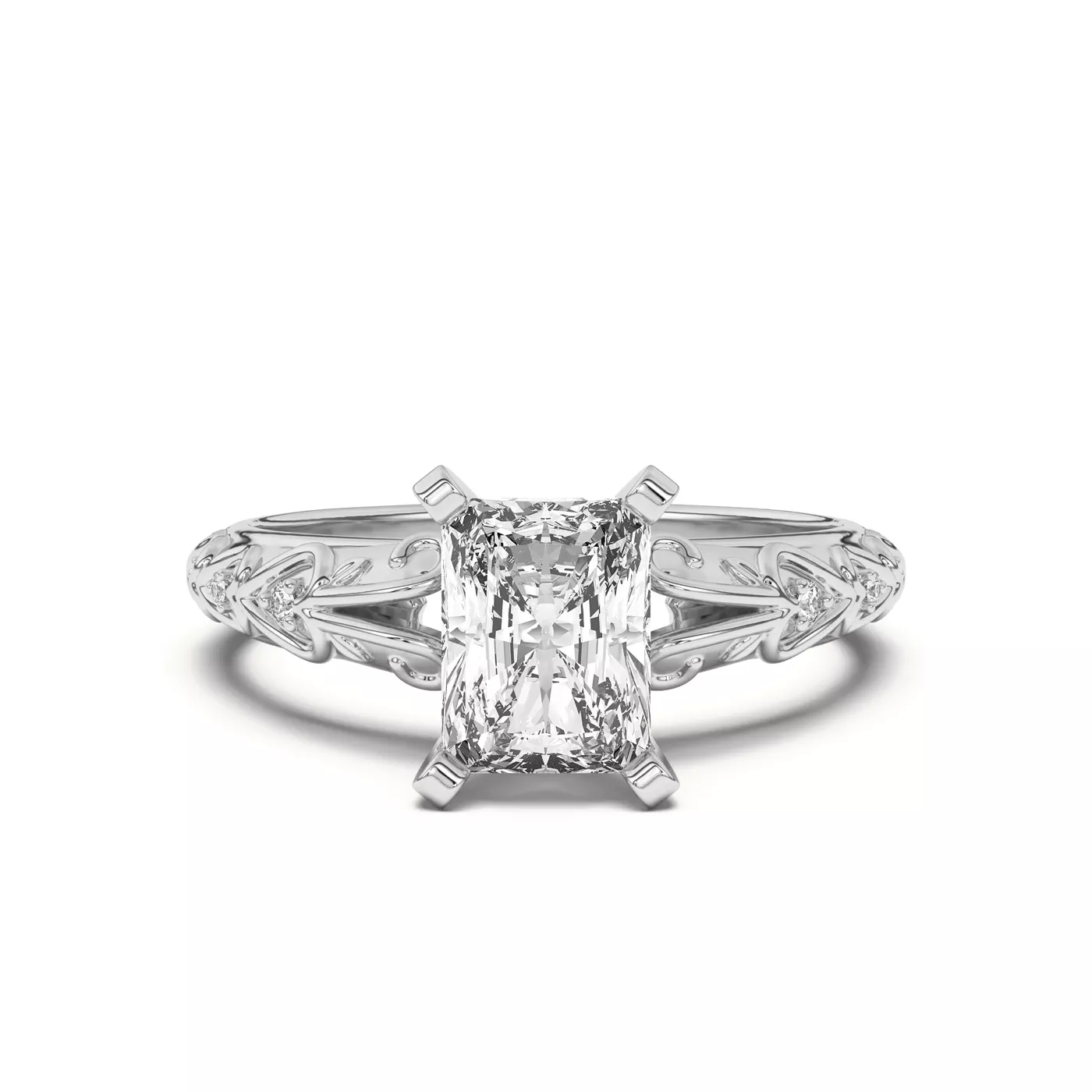 Pavé Band 14K White Gold Engagement Ring