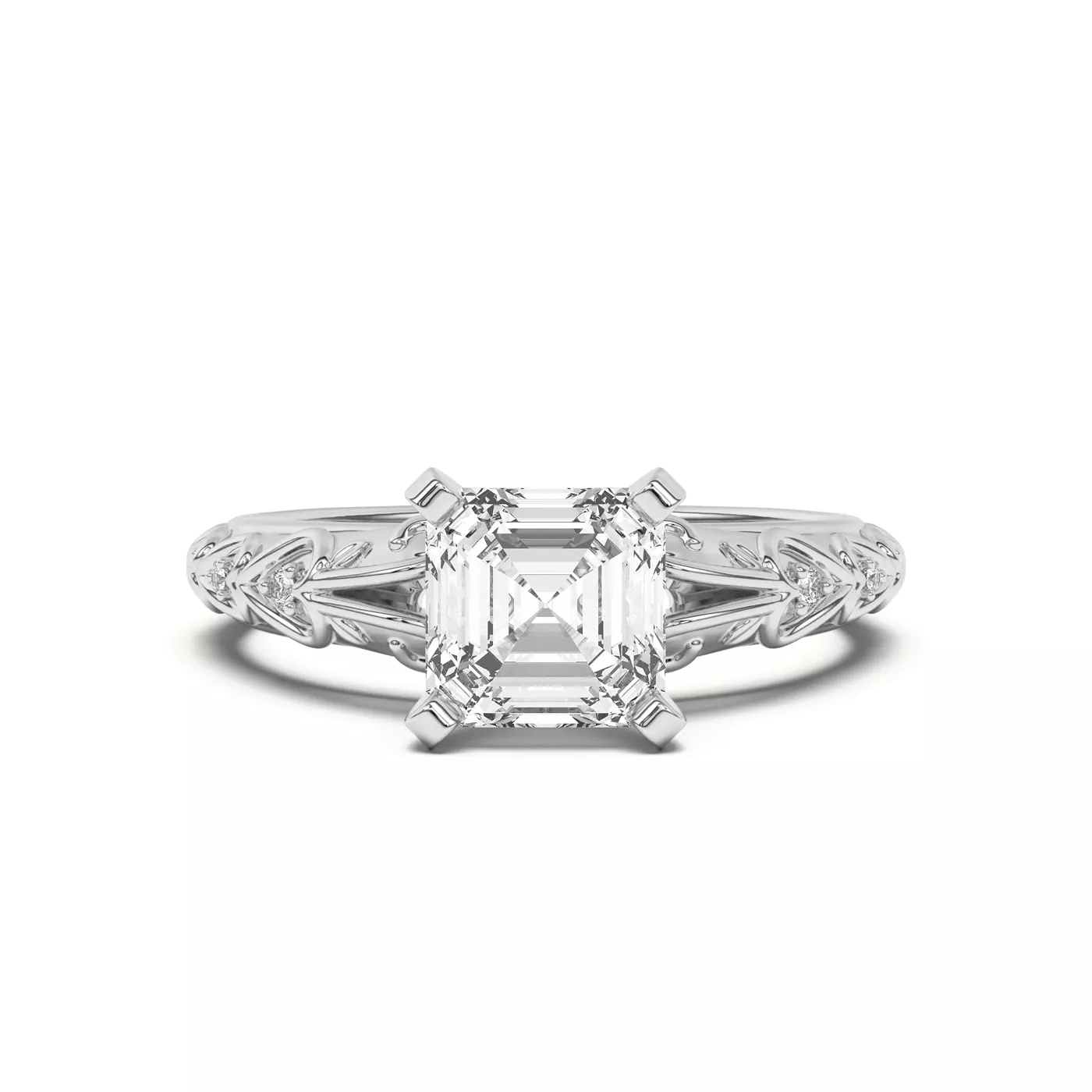 Pavé Band 14K White Gold Engagement Ring