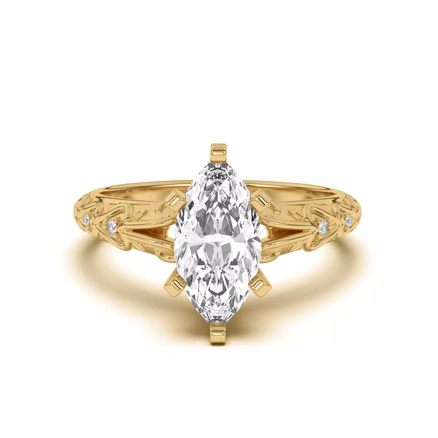 Pavé Band 14K Yellow Gold Engagement Ring