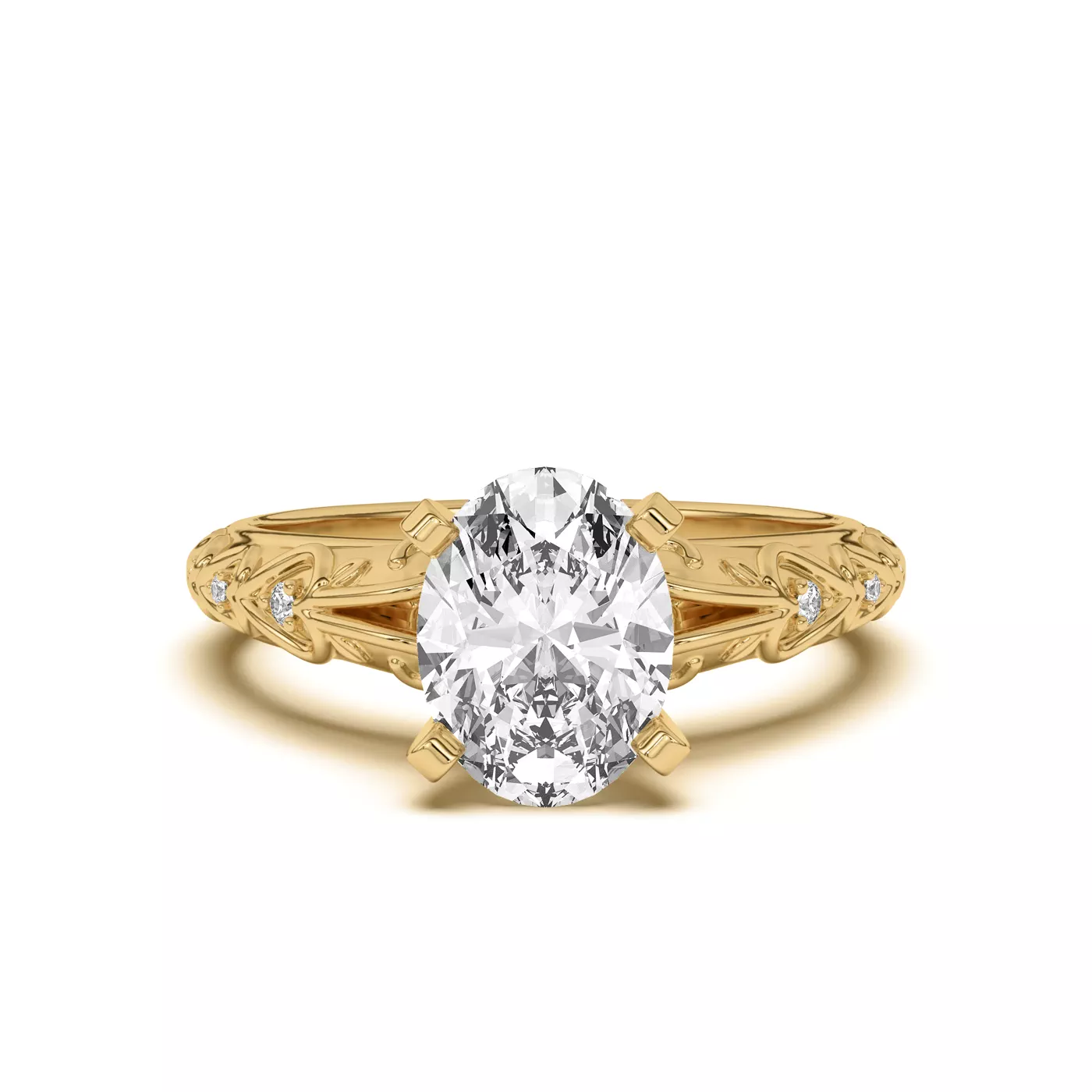 Pavé Band 14K Yellow Gold Engagement Ring