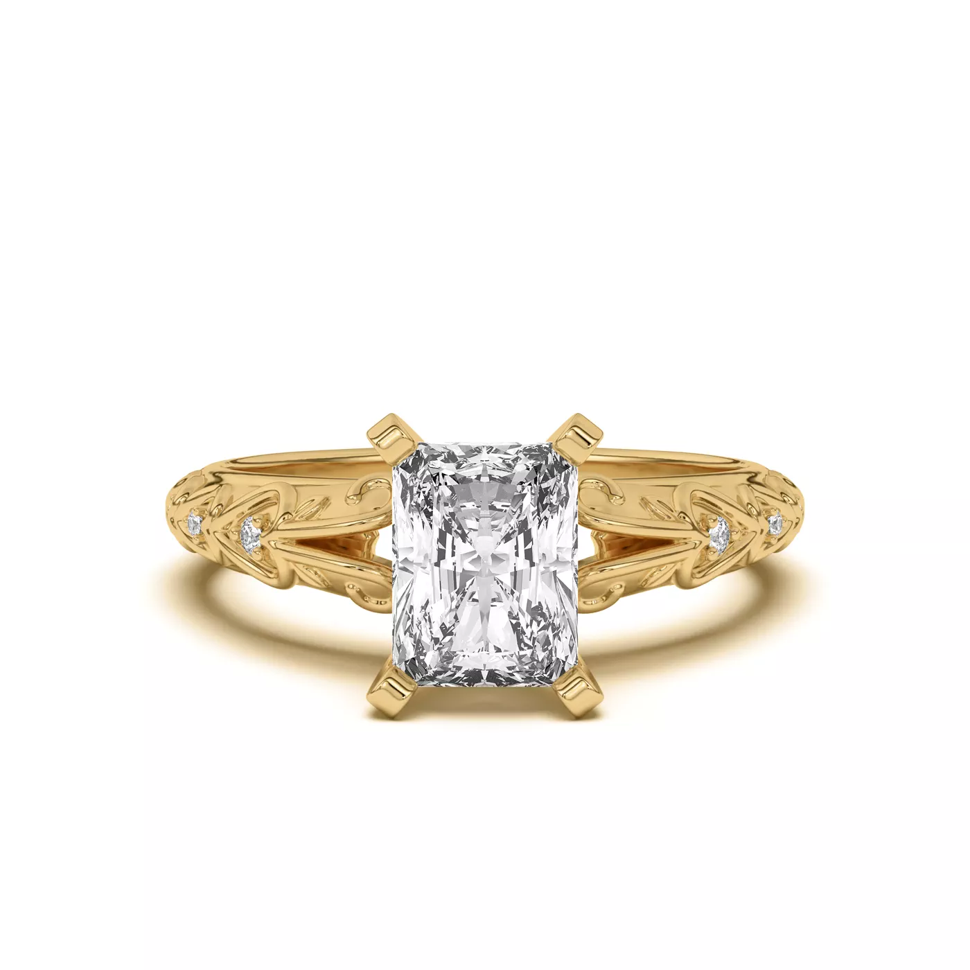 Pavé Band 14K Yellow Gold Engagement Ring