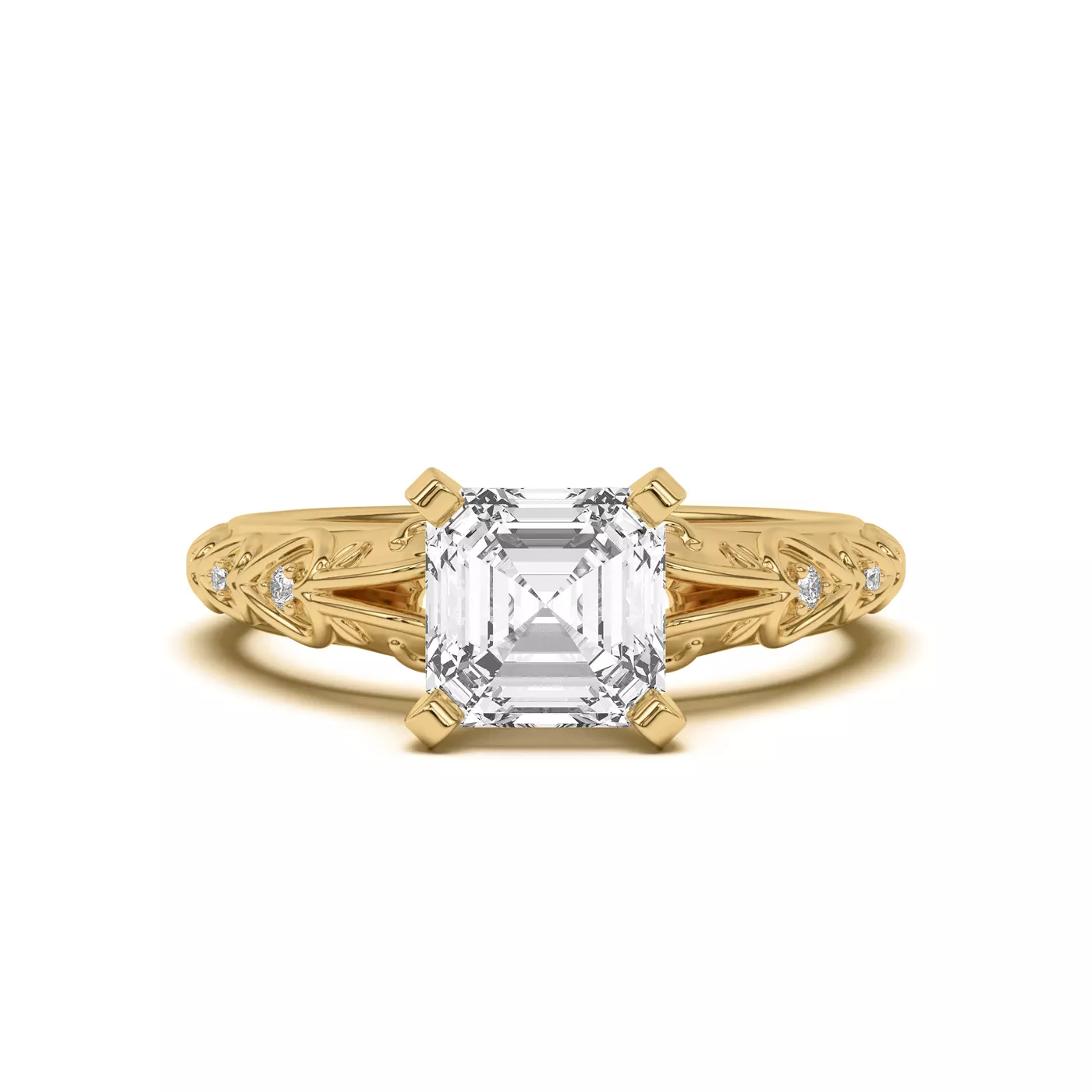 Pavé Band 14K Yellow Gold Engagement Ring