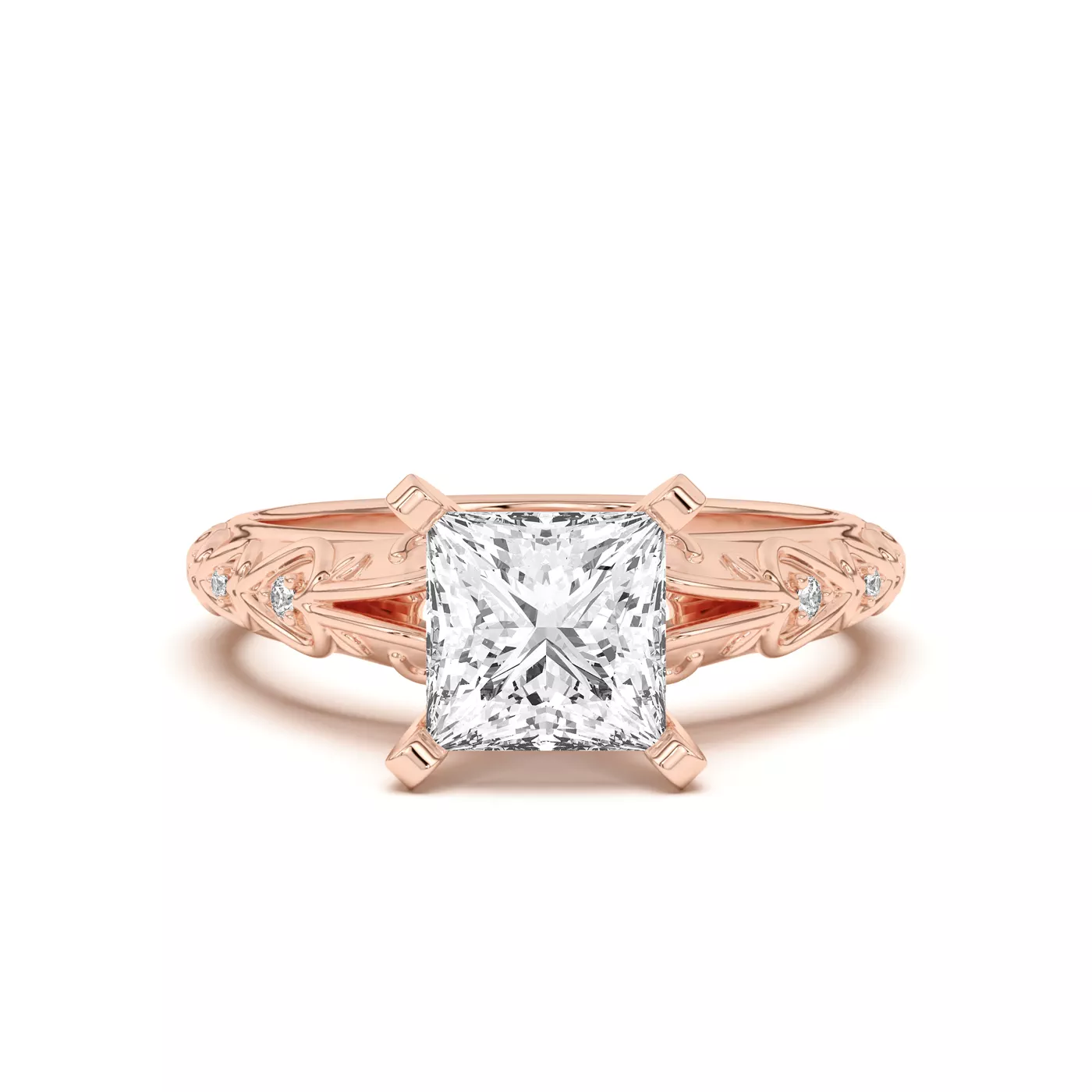 Pavé Band 18K Rose Gold Engagement Ring