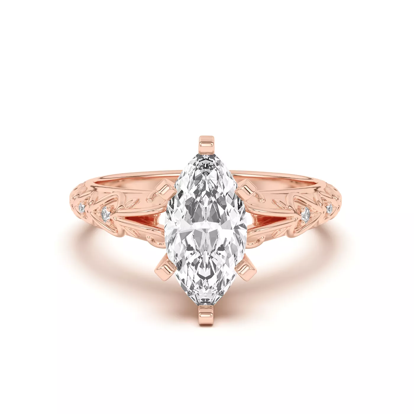 Pavé Band 18K Rose Gold Engagement Ring