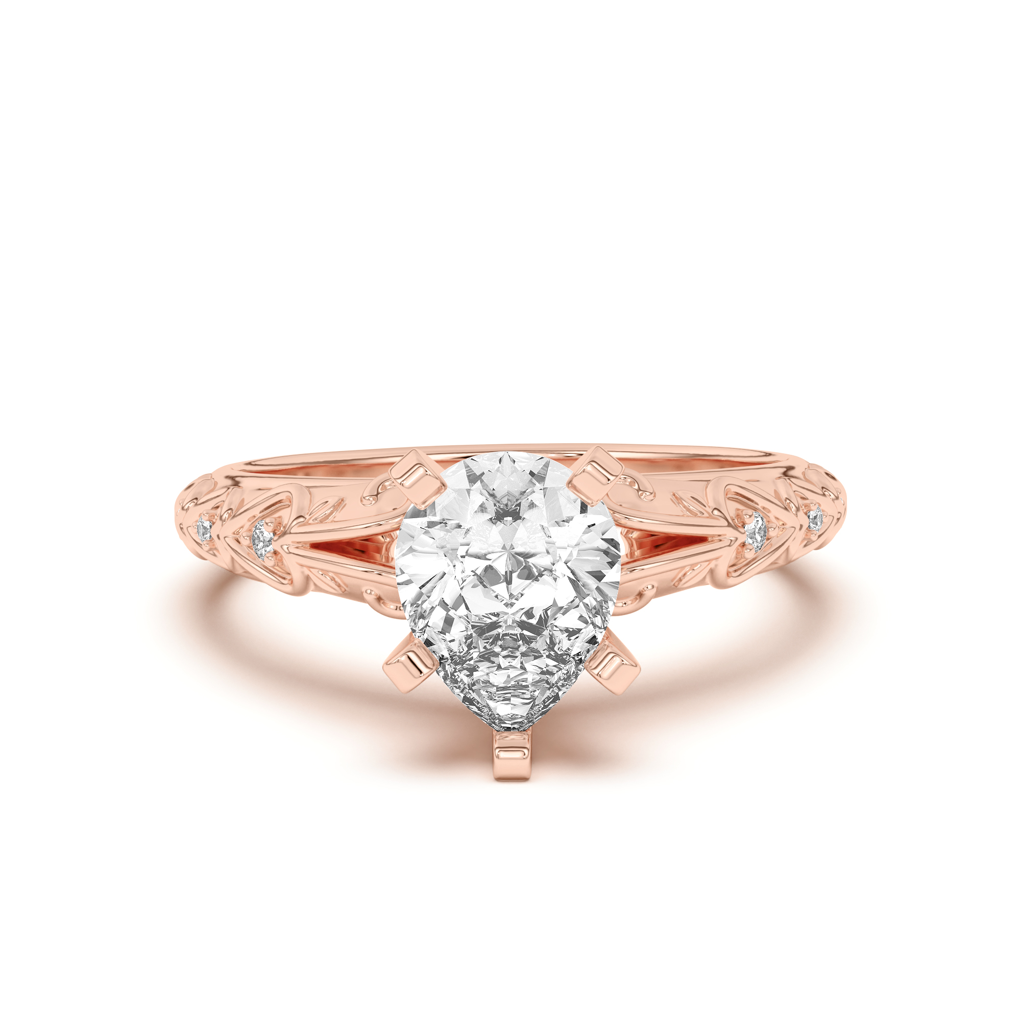 Pavé Band 18K Rose Gold Engagement Ring