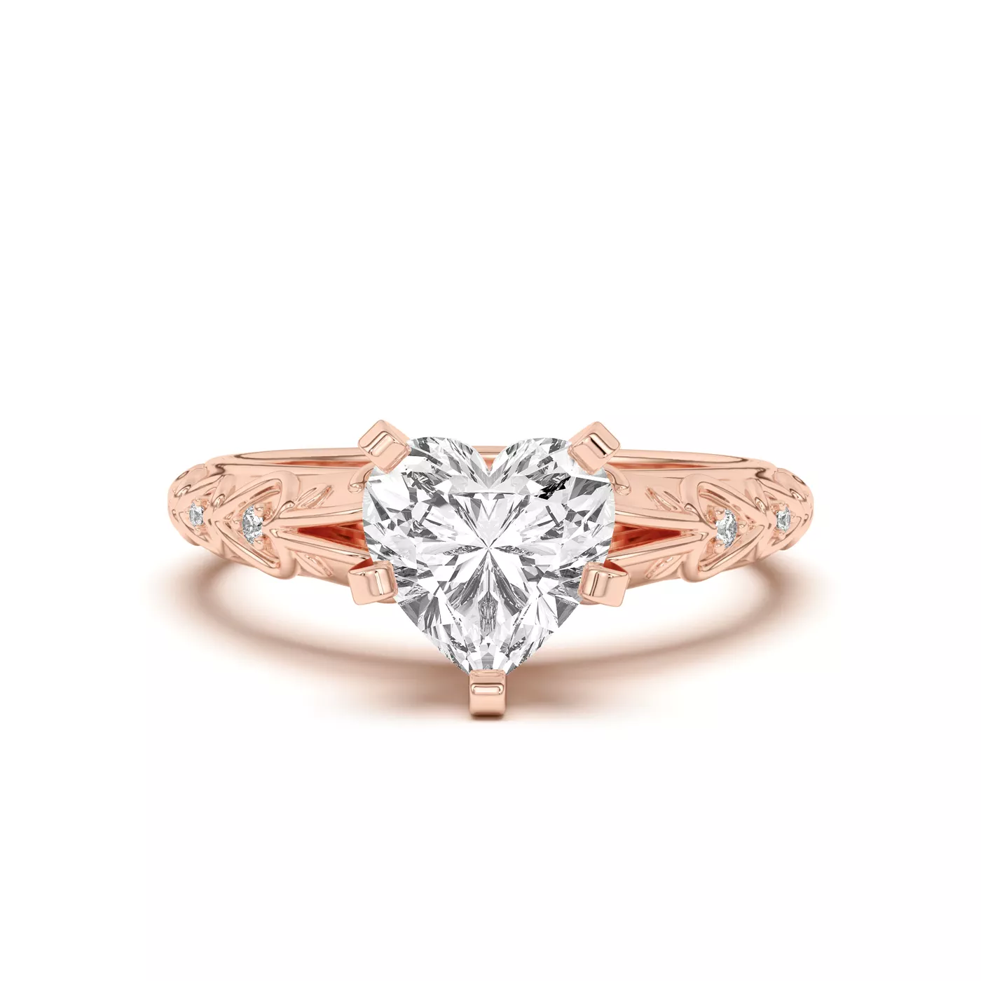 Pavé Band 18K Rose Gold Engagement Ring