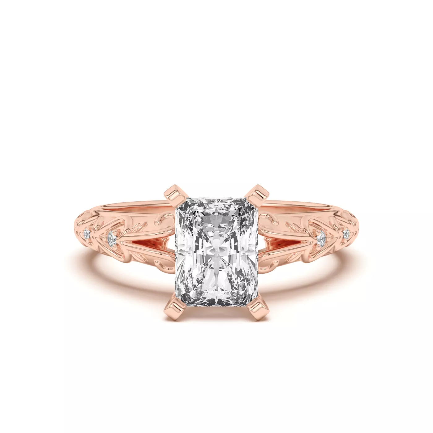 Pavé Band 18K Rose Gold Engagement Ring