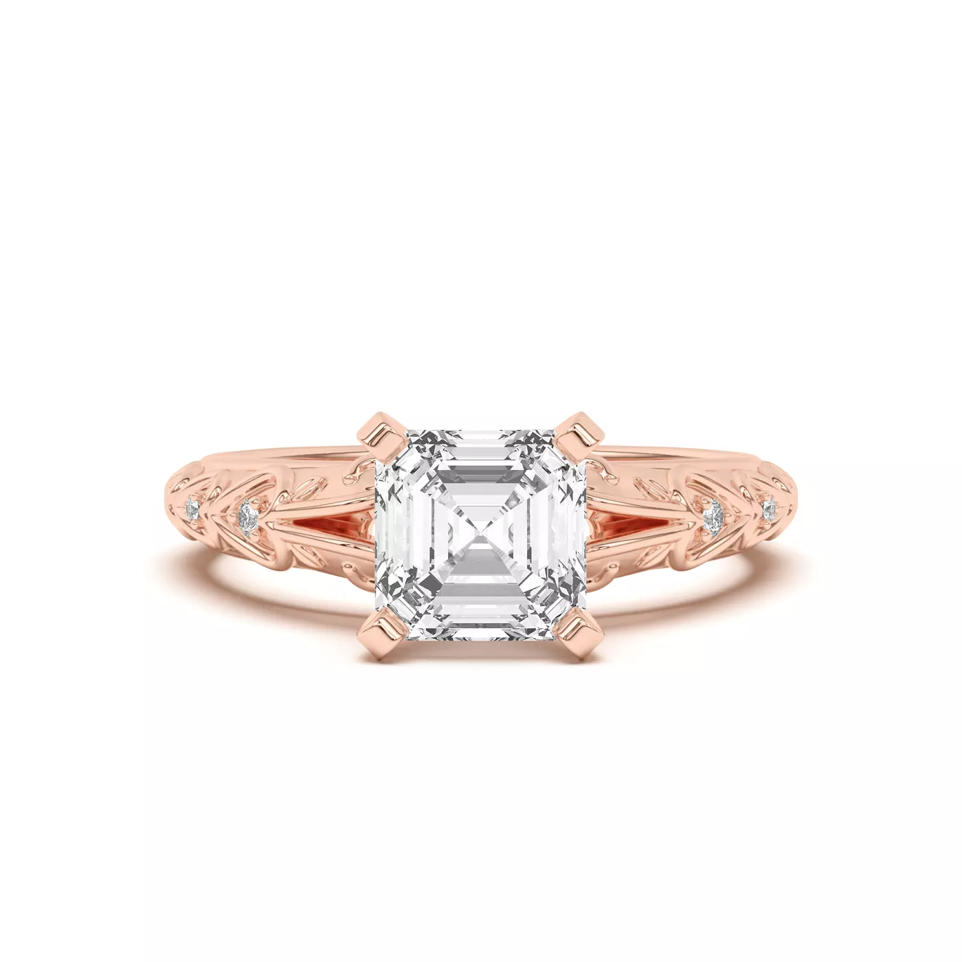 Pavé Band 18K Rose Gold Engagement Ring