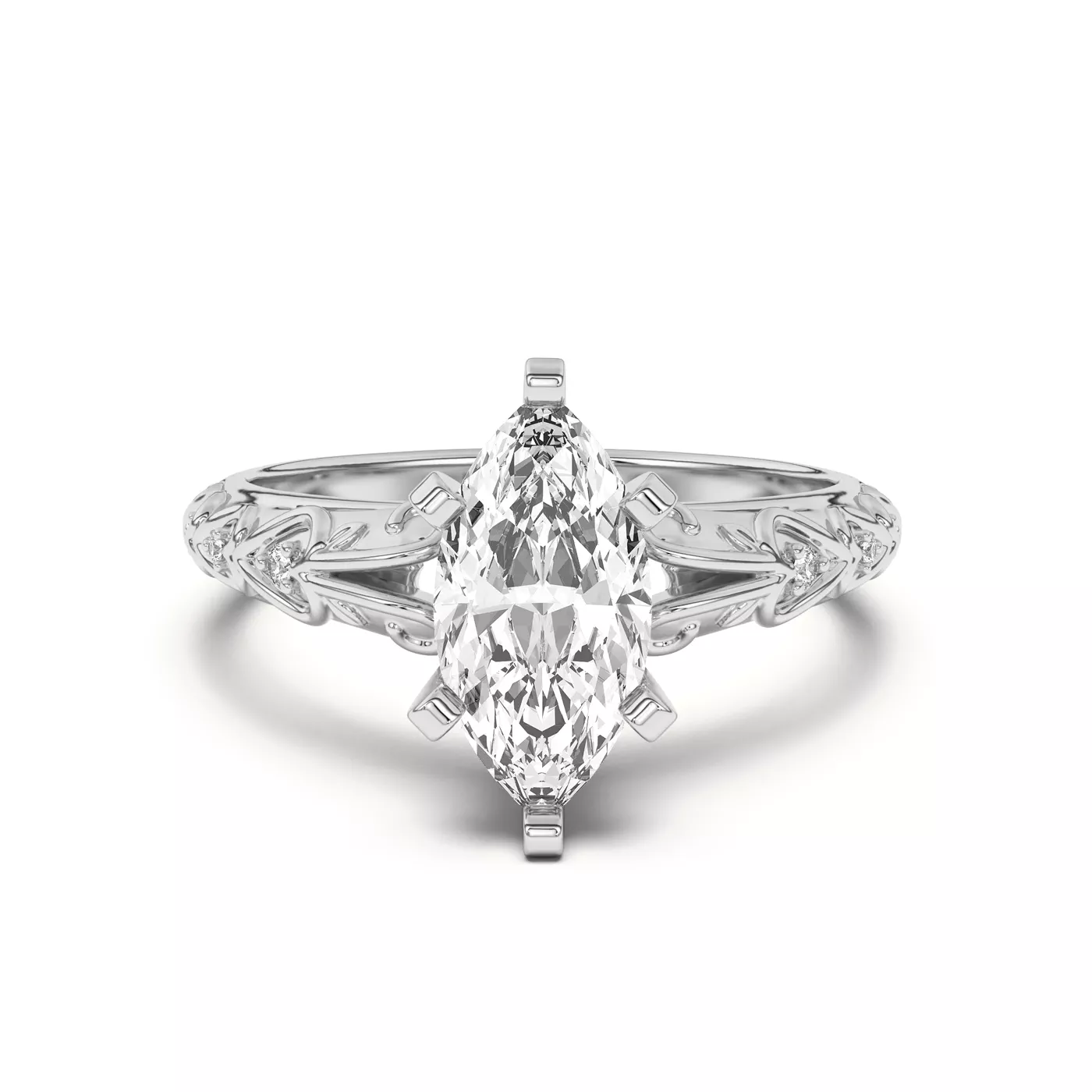 Pavé Band 18K White Gold Engagement Ring