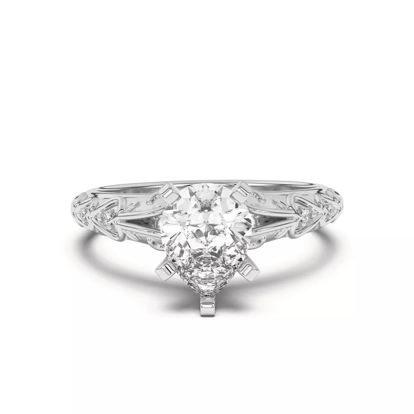 Pavé Band 18K White Gold Engagement Ring