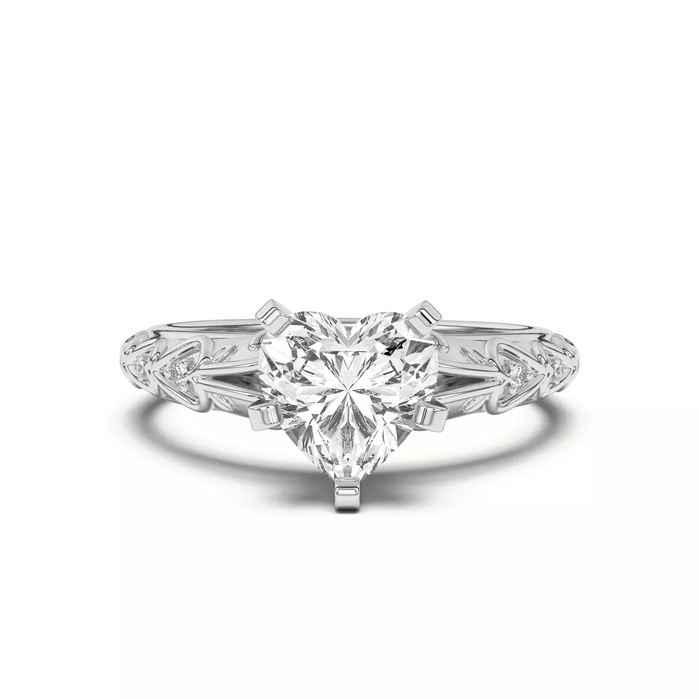 Pavé Band 18K White Gold Engagement Ring
