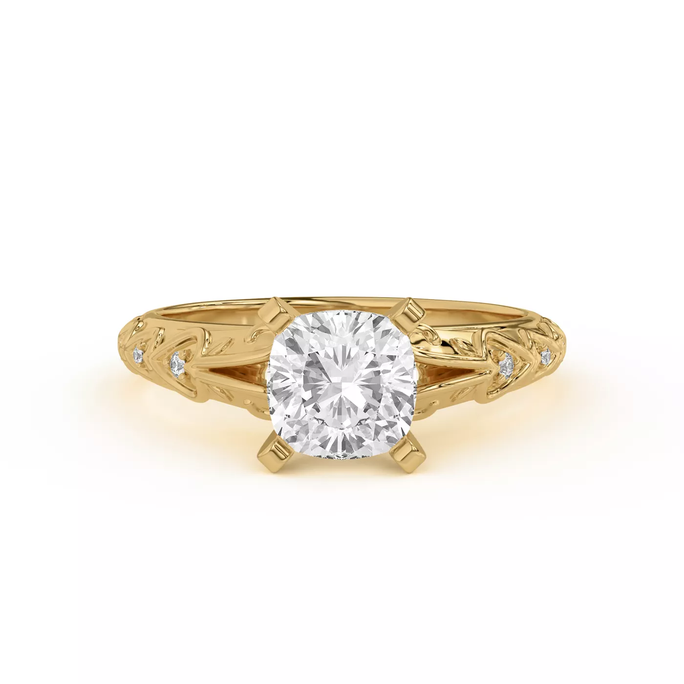 Pavé Band 18K Yellow Gold Engagement Ring