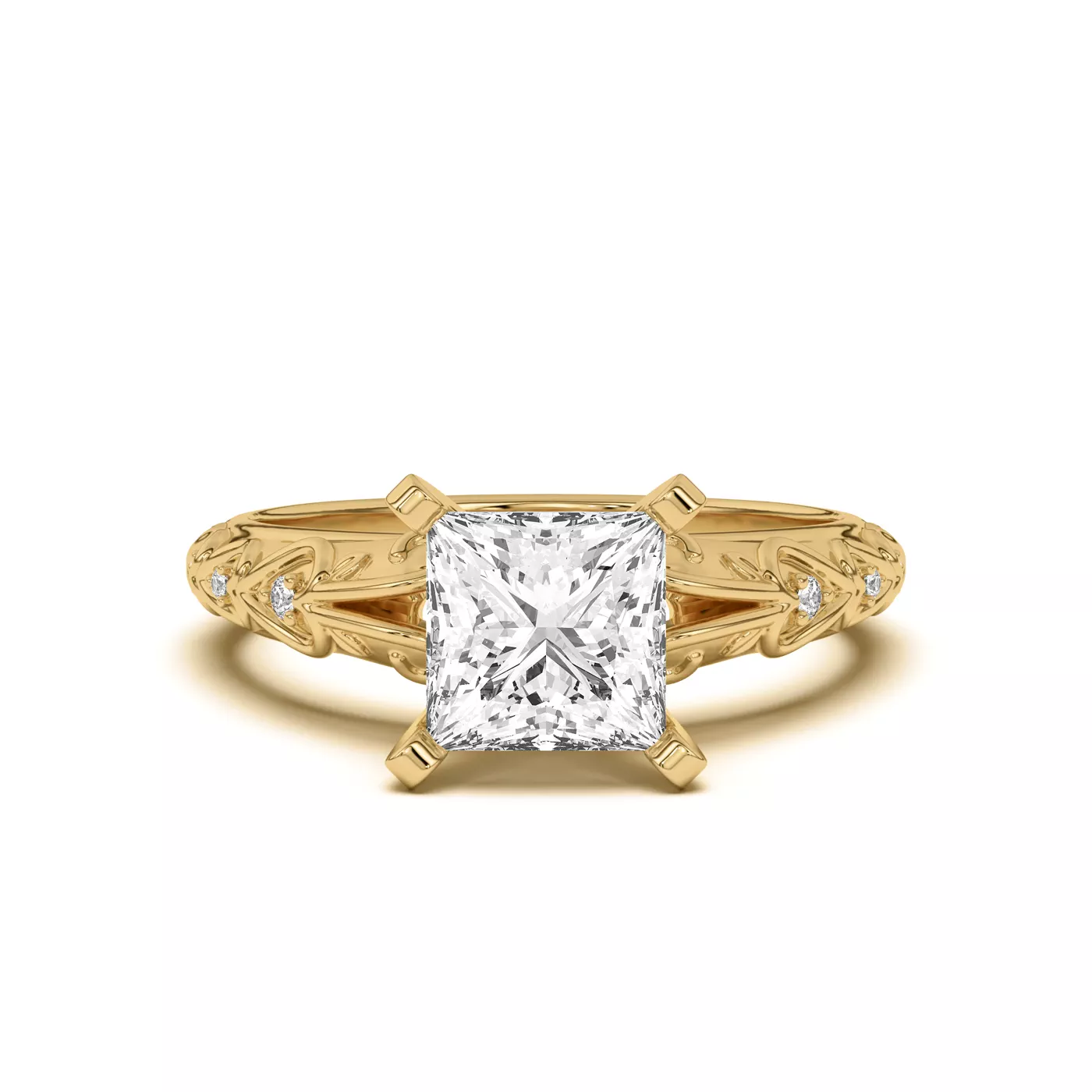 Pavé Band 18K Yellow Gold Engagement Ring