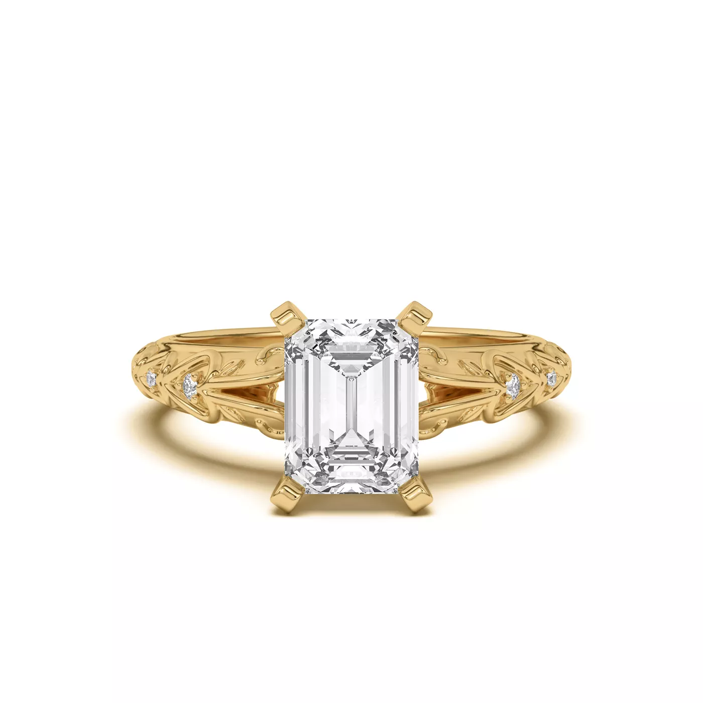 Pavé Band 18K Yellow Gold Engagement Ring