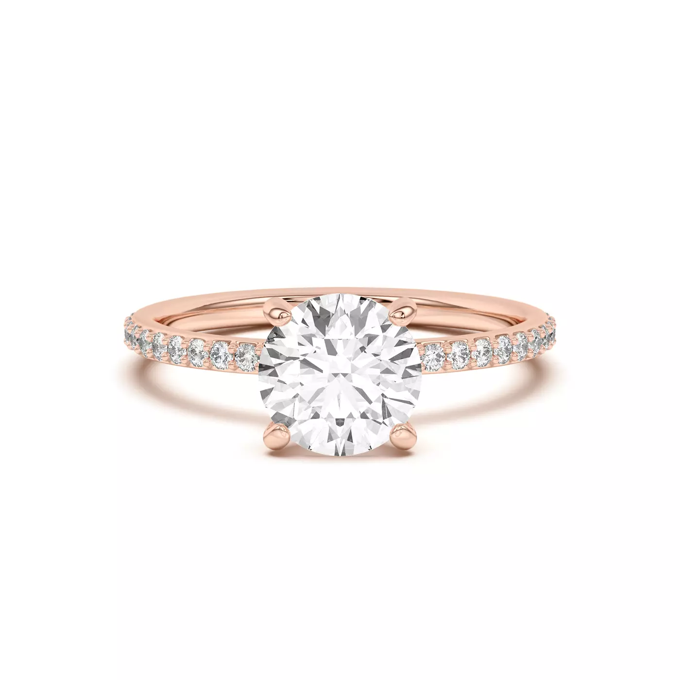 Pavé Band 14K Rose Gold Engagement Ring