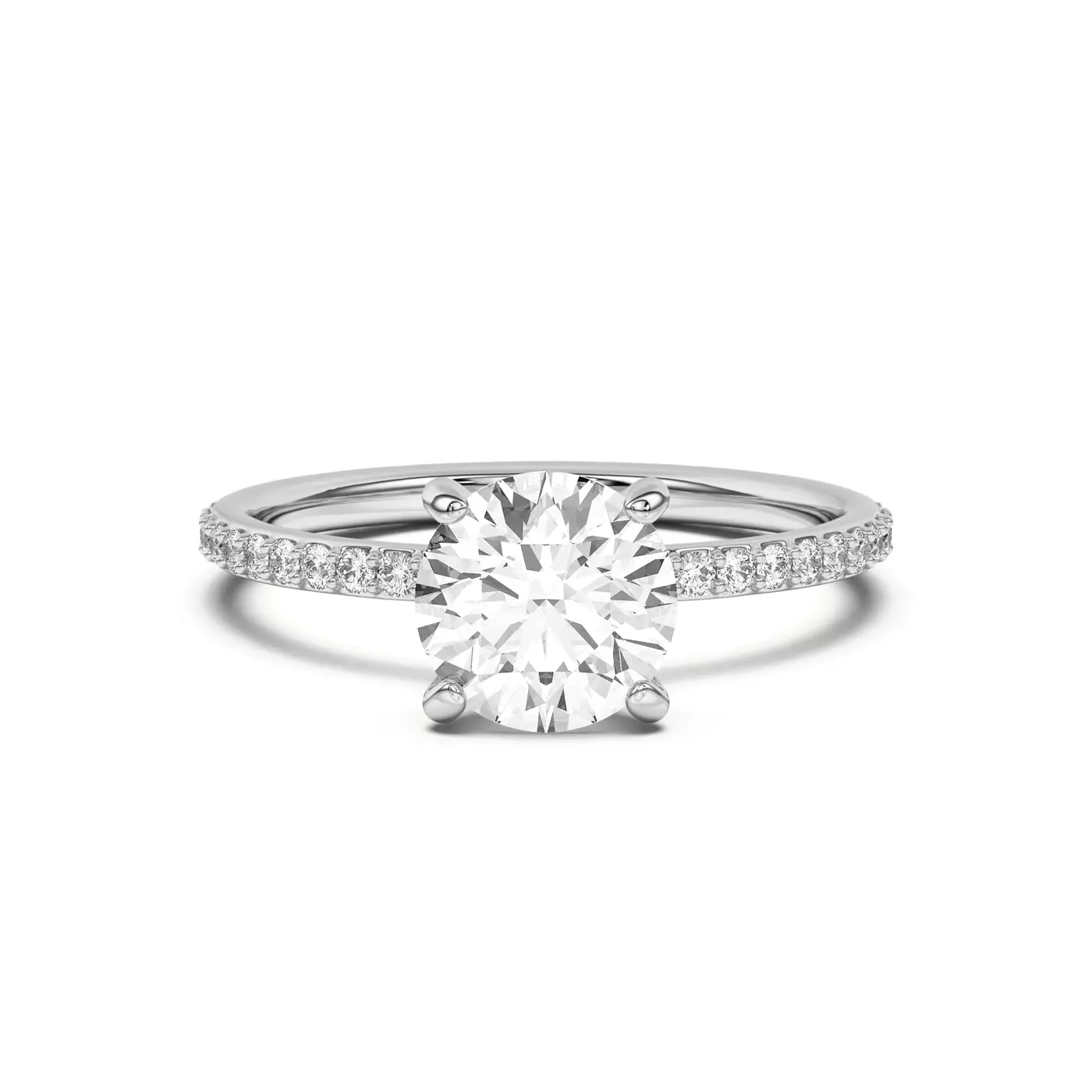 Pavé Band 14K White Gold Engagement Ring