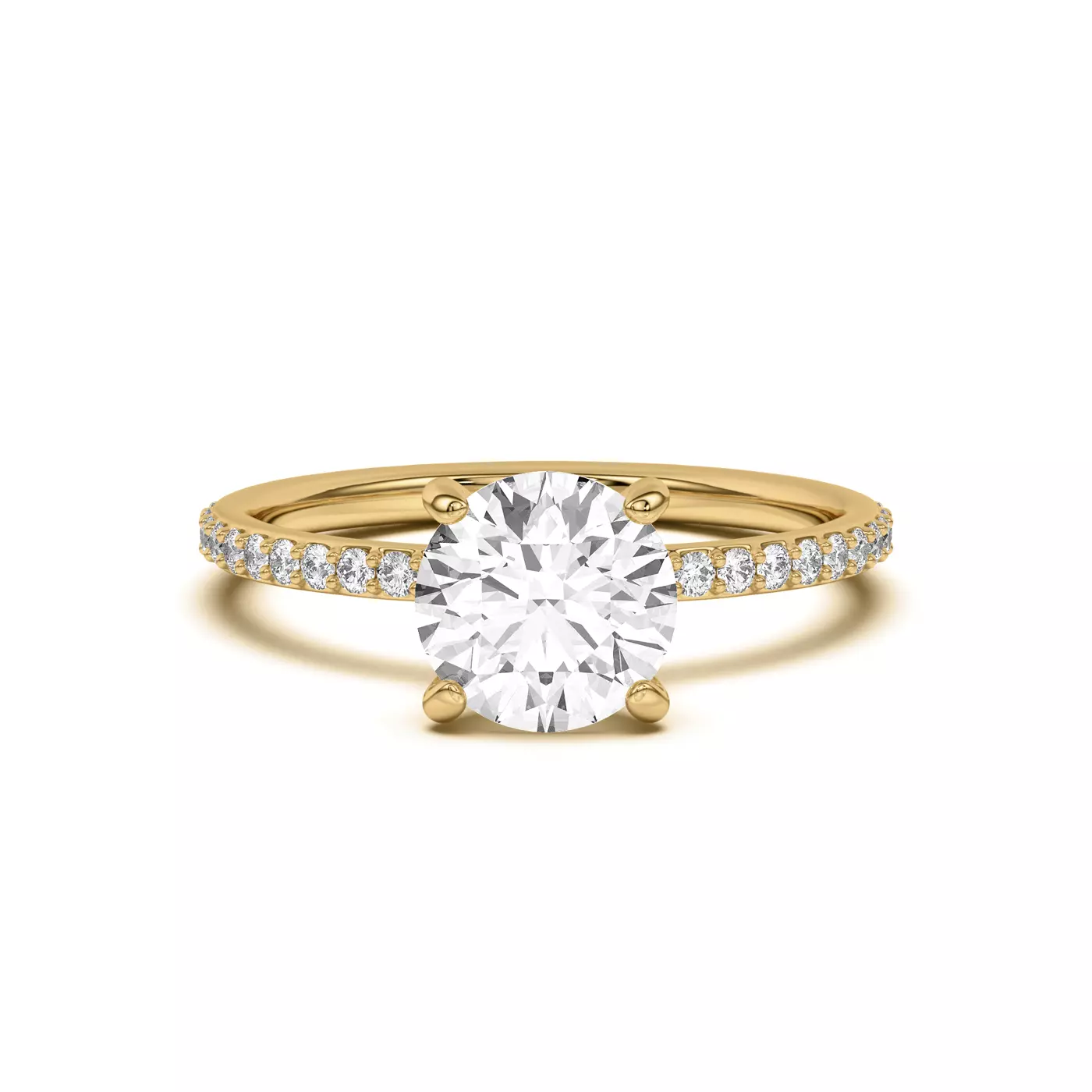 Pavé Band 14K Yellow Gold Engagement Ring