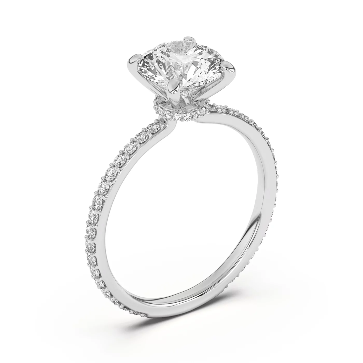 Pavé Band 18K White Gold Engagement Ring