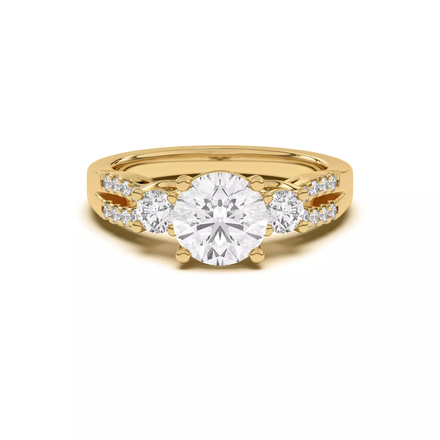 Three-Stone Symbolism 14K Yellow Gold Engagement Ring