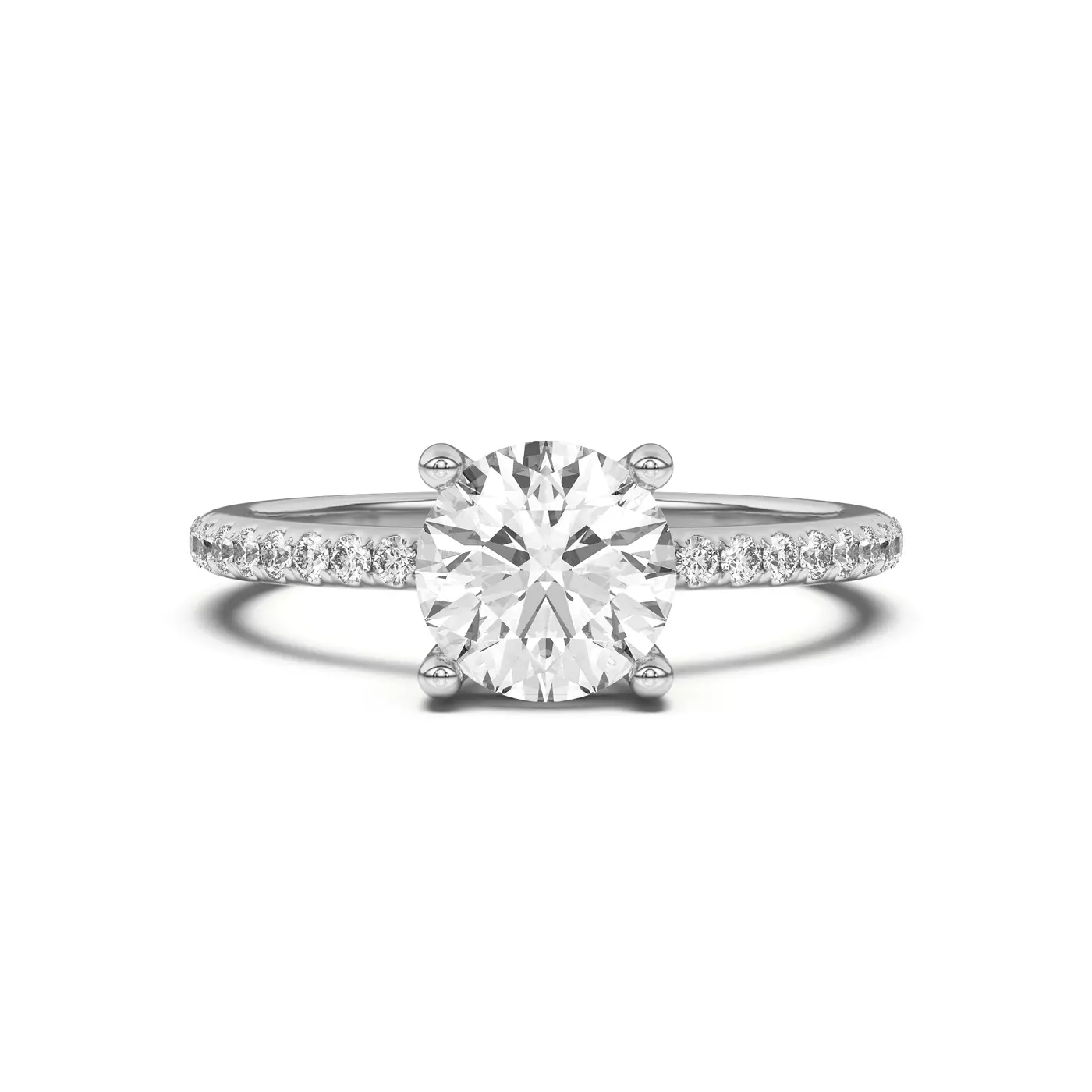 Diamond-Lined Band 14K White Gold Engagement Ring
