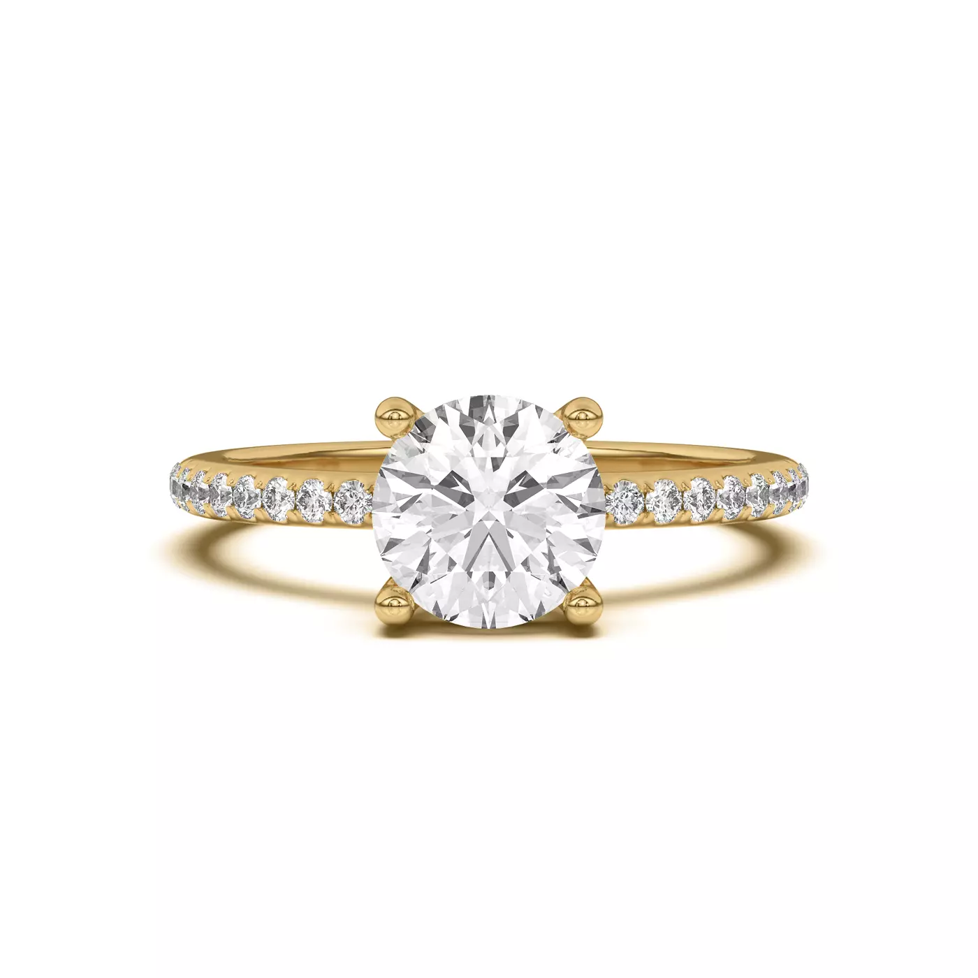 Diamond-Lined Band 14K Yellow Gold Engagement Ring