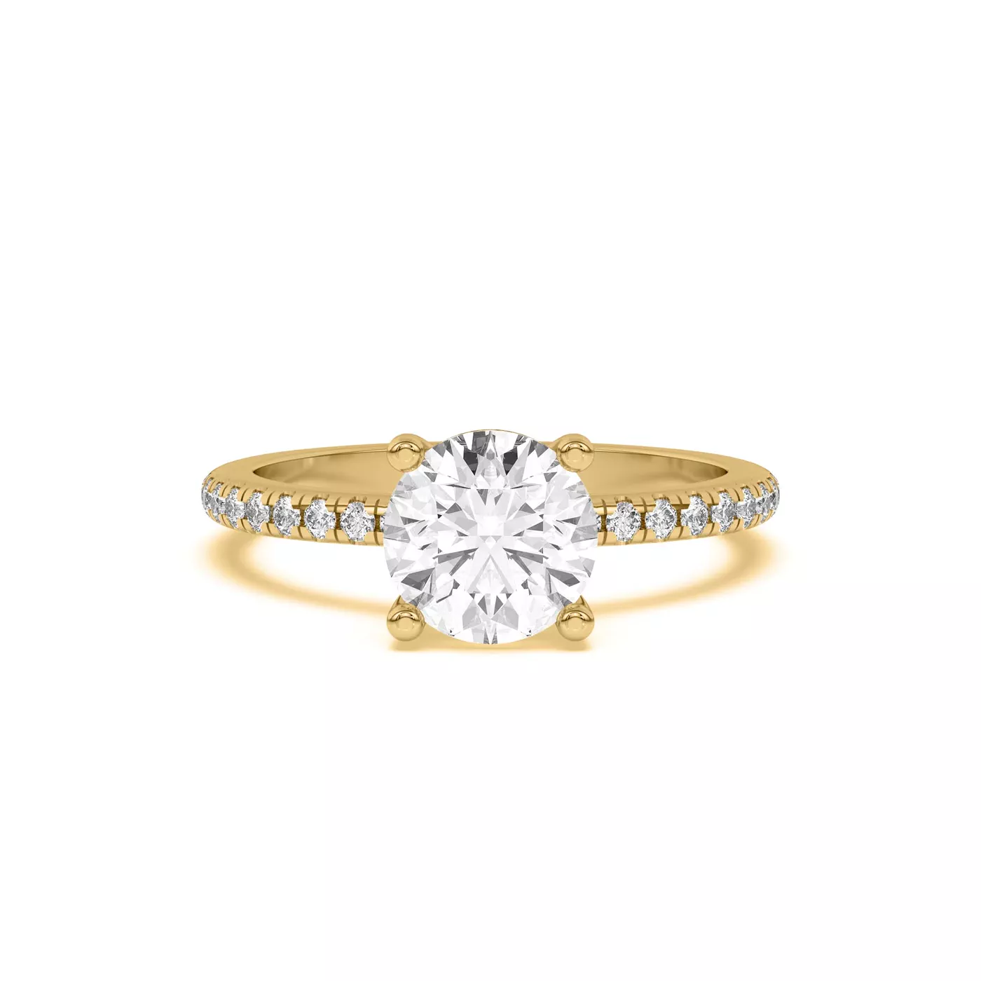 Pavé Band 14K Yellow Gold Engagement Ring