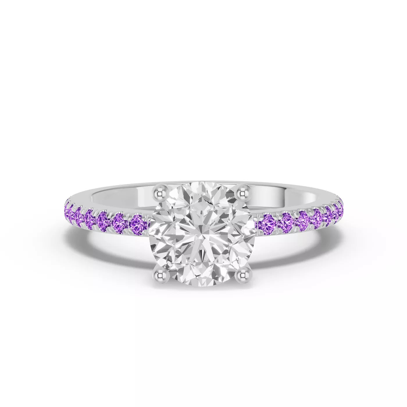 Brilliant Side Accents 14K White Gold Engagement Ring