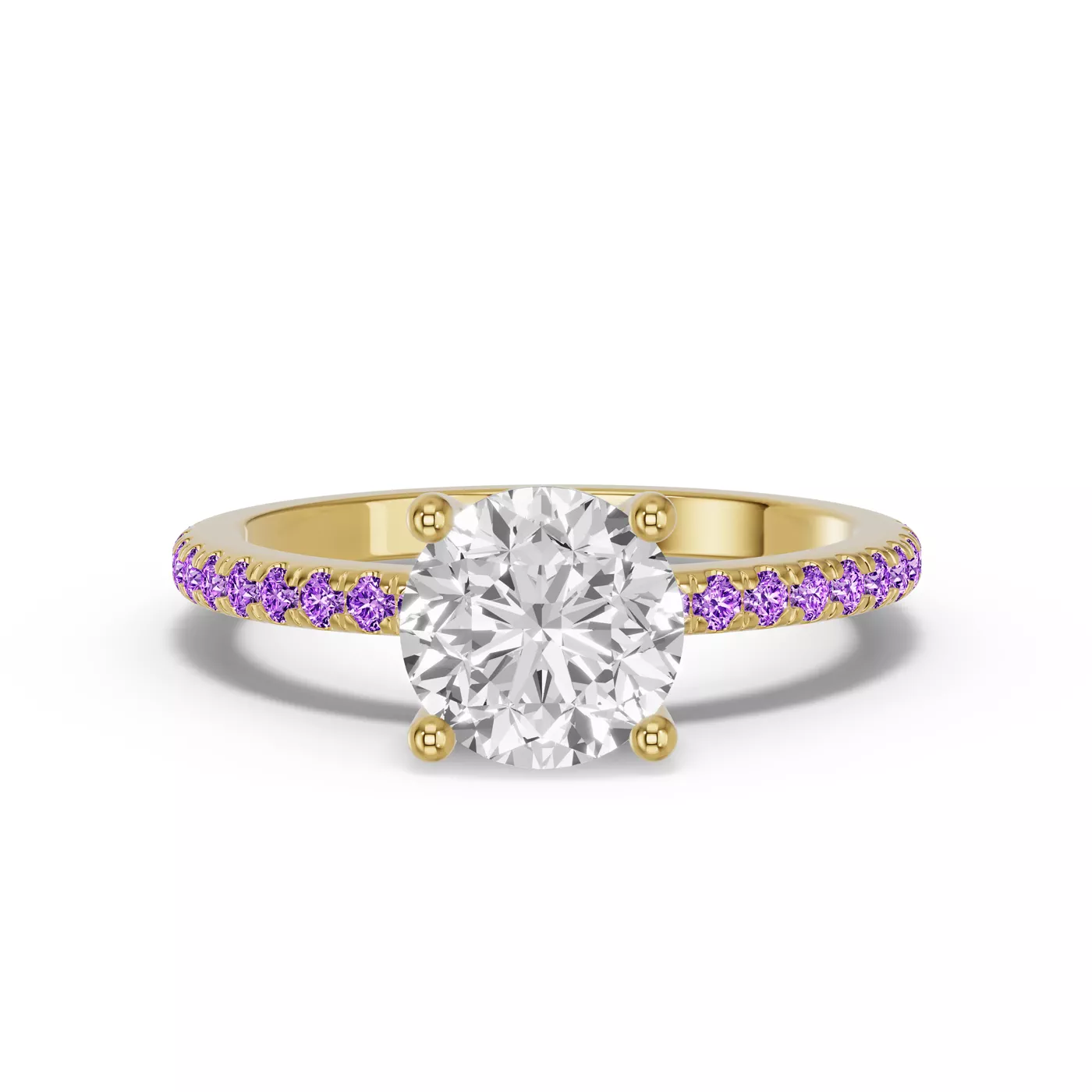 Brilliant Side Accents 14K Yellow Gold Engagement Ring