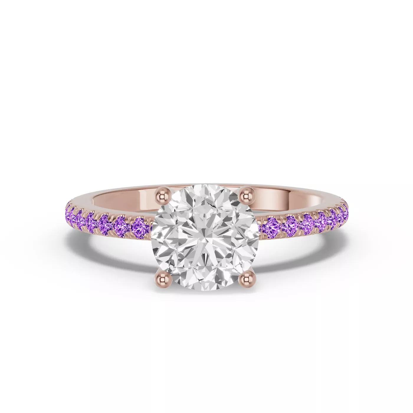Brilliant Side Accents 18K Rose Gold Engagement Ring