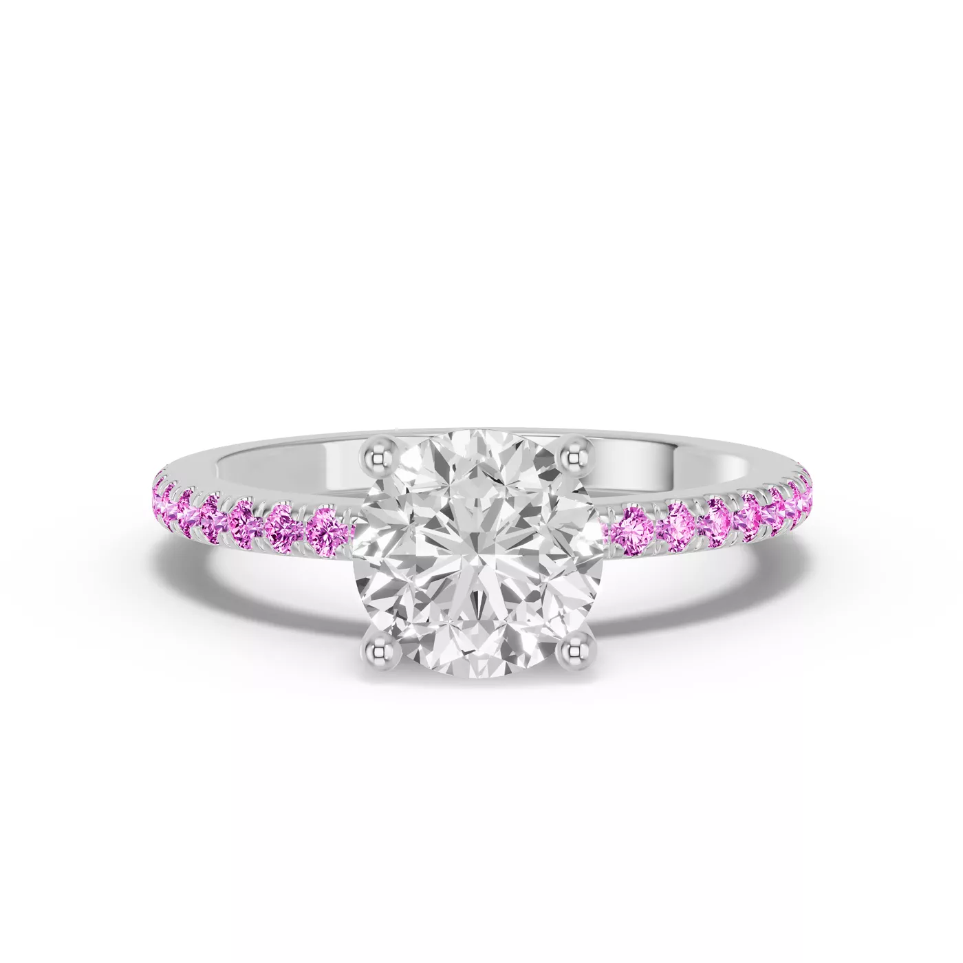 Brilliant Side Accents 14K White Gold Engagement Ring
