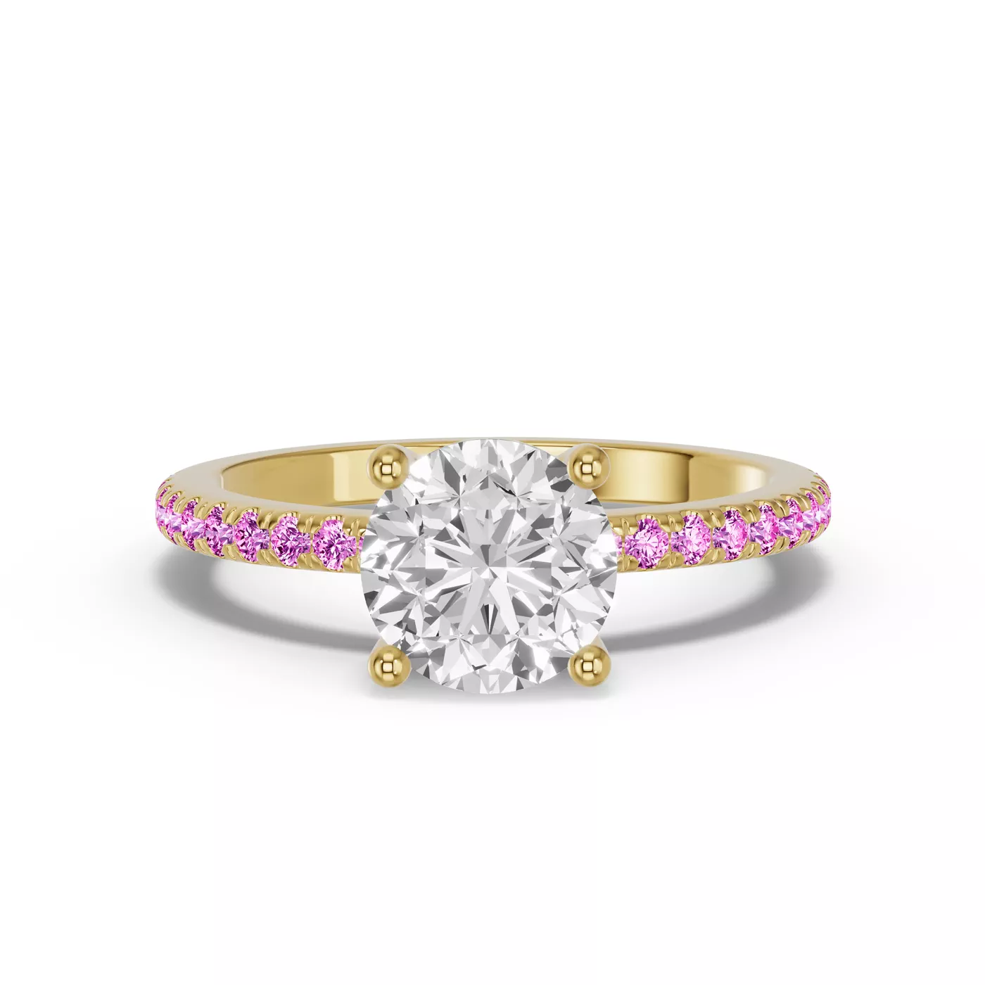 Brilliant Side Accents 14K Yellow Gold Engagement Ring