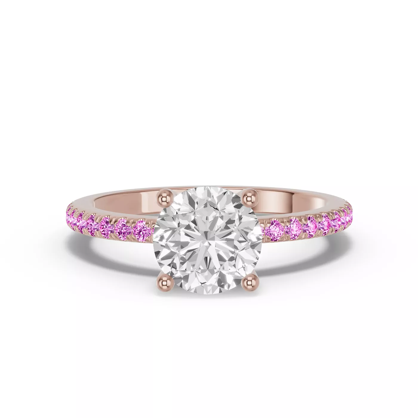 Brilliant Side Accents 18K Rose Gold Engagement Ring