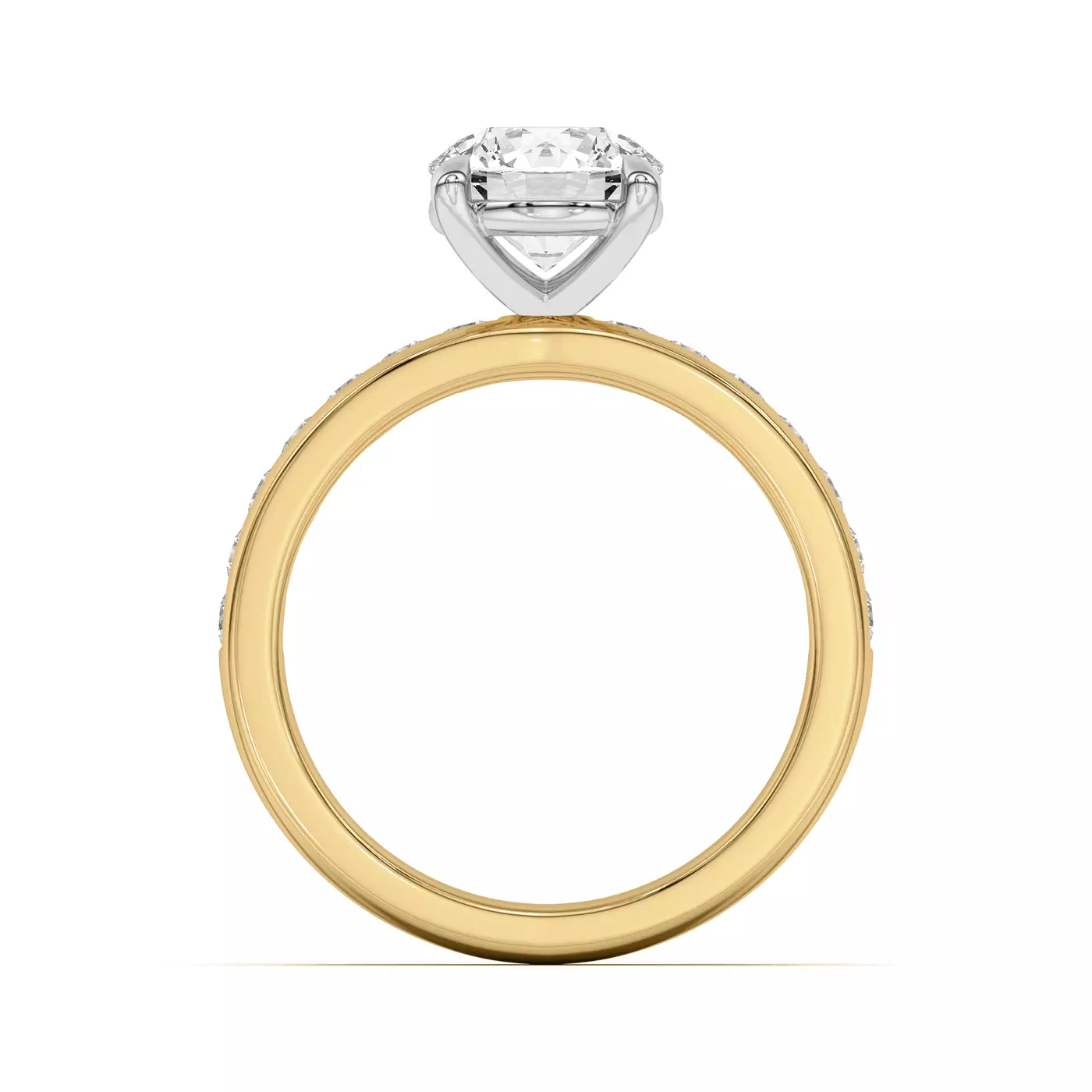 Brilliant Side Accents Yellow Gold 18k & White Gold 18k Engagement Ring