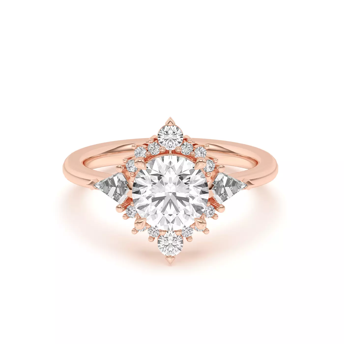 Radiant Halo Design 14K Rose Gold Engagement Ring