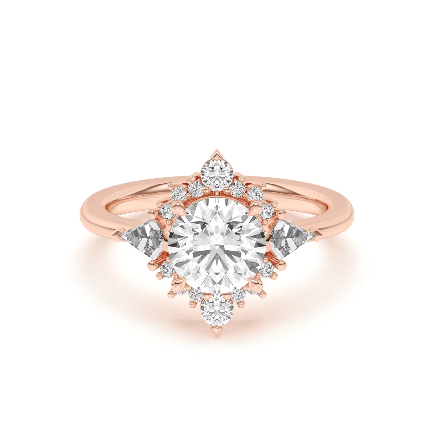 Radiant Halo Design 18K Rose Gold Engagement Ring