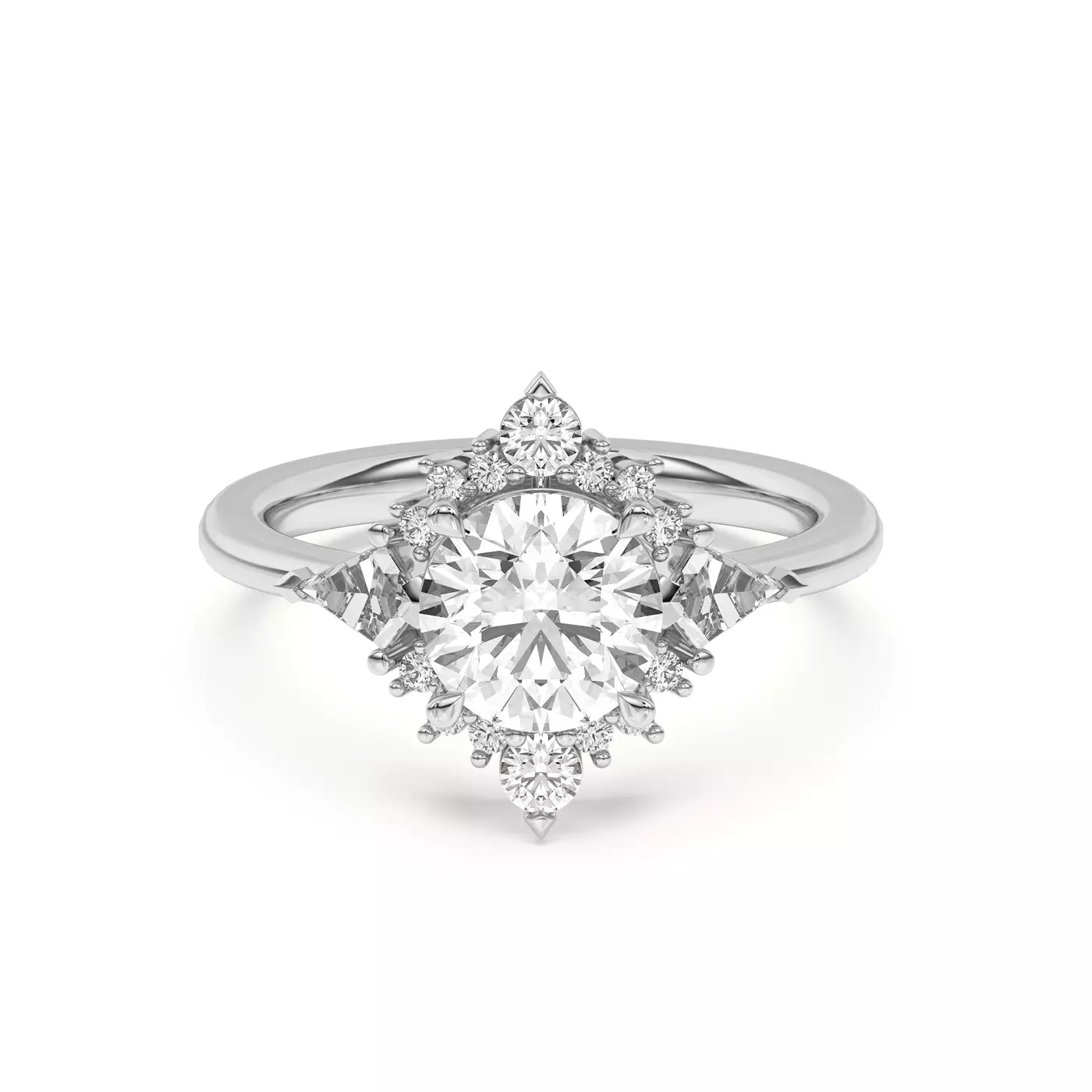 Radiant Halo Design 18K White Gold Engagement Ring