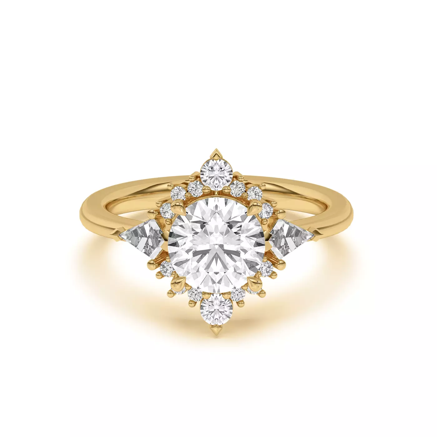 Radiant Halo Design 18K Yellow Gold Engagement Ring