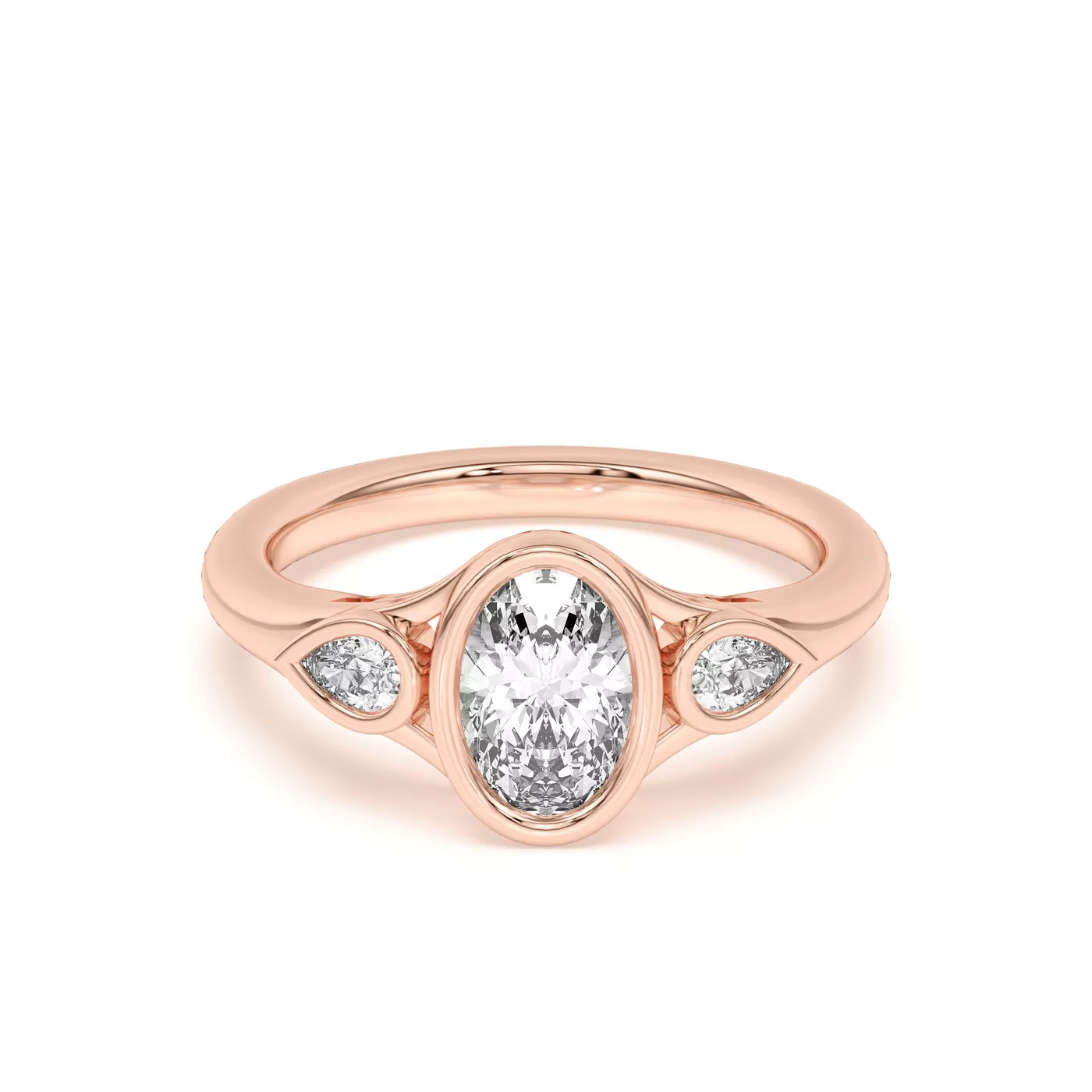 Modern Bezel Setting 14K Rose Gold Engagement Ring