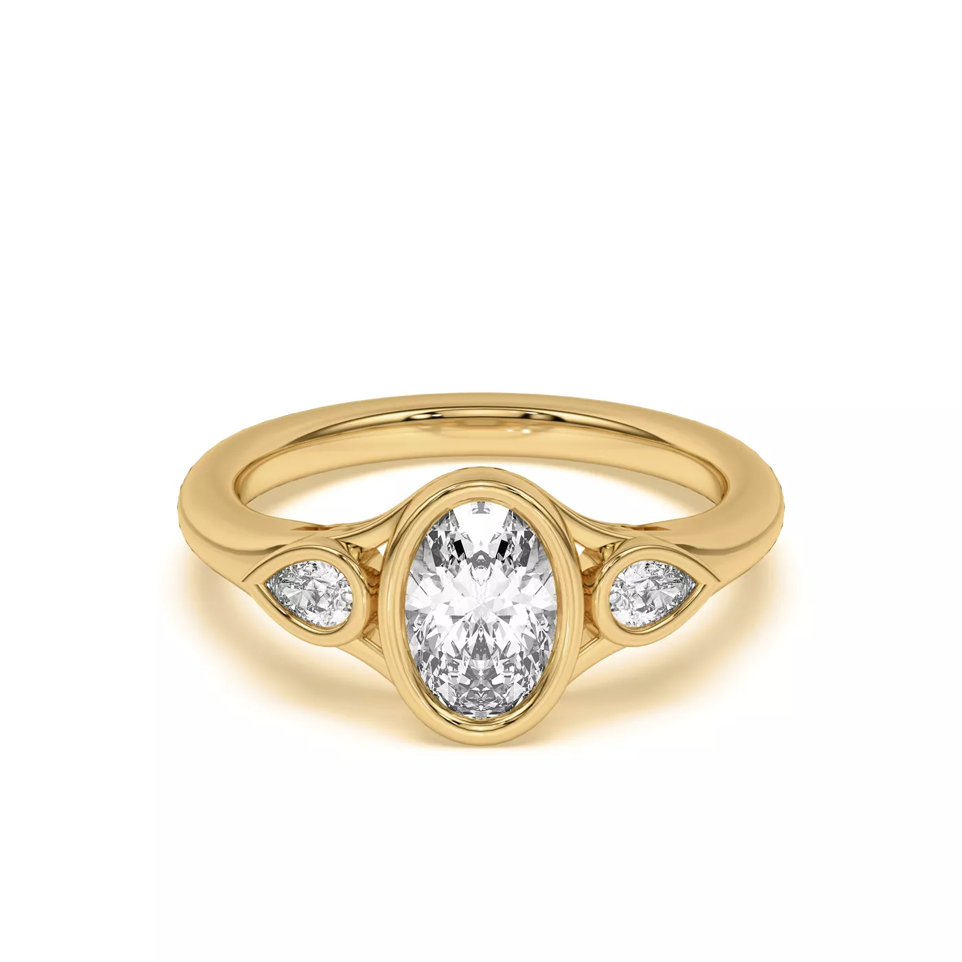 Modern Bezel Setting 14K Yellow Gold Engagement Ring