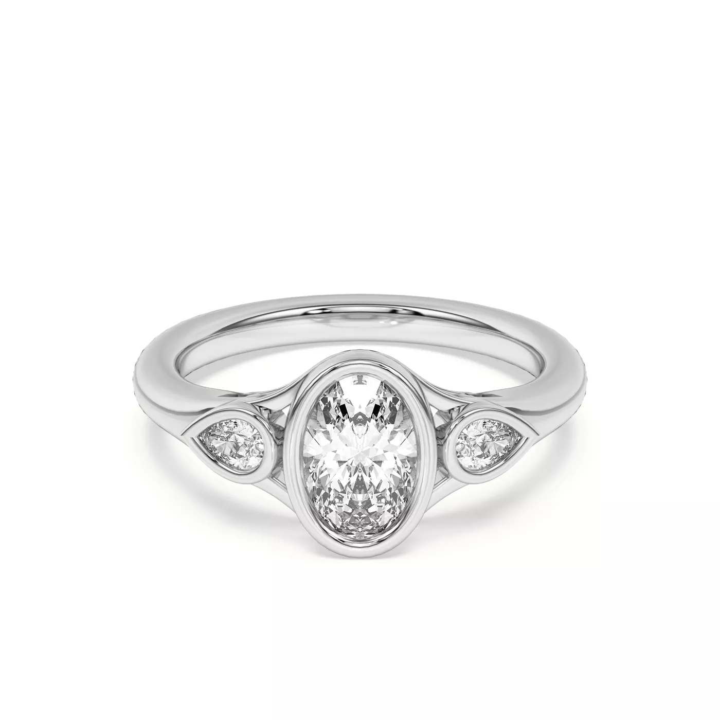 Modern Bezel Setting Platinum Engagement Ring