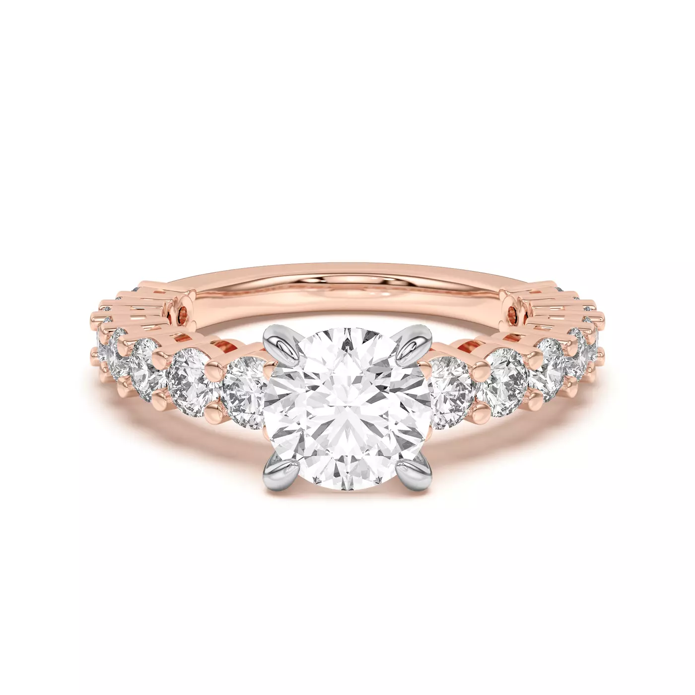 Brilliant Side Accents Rose Gold 14k & White Gold 14k Engagement Ring