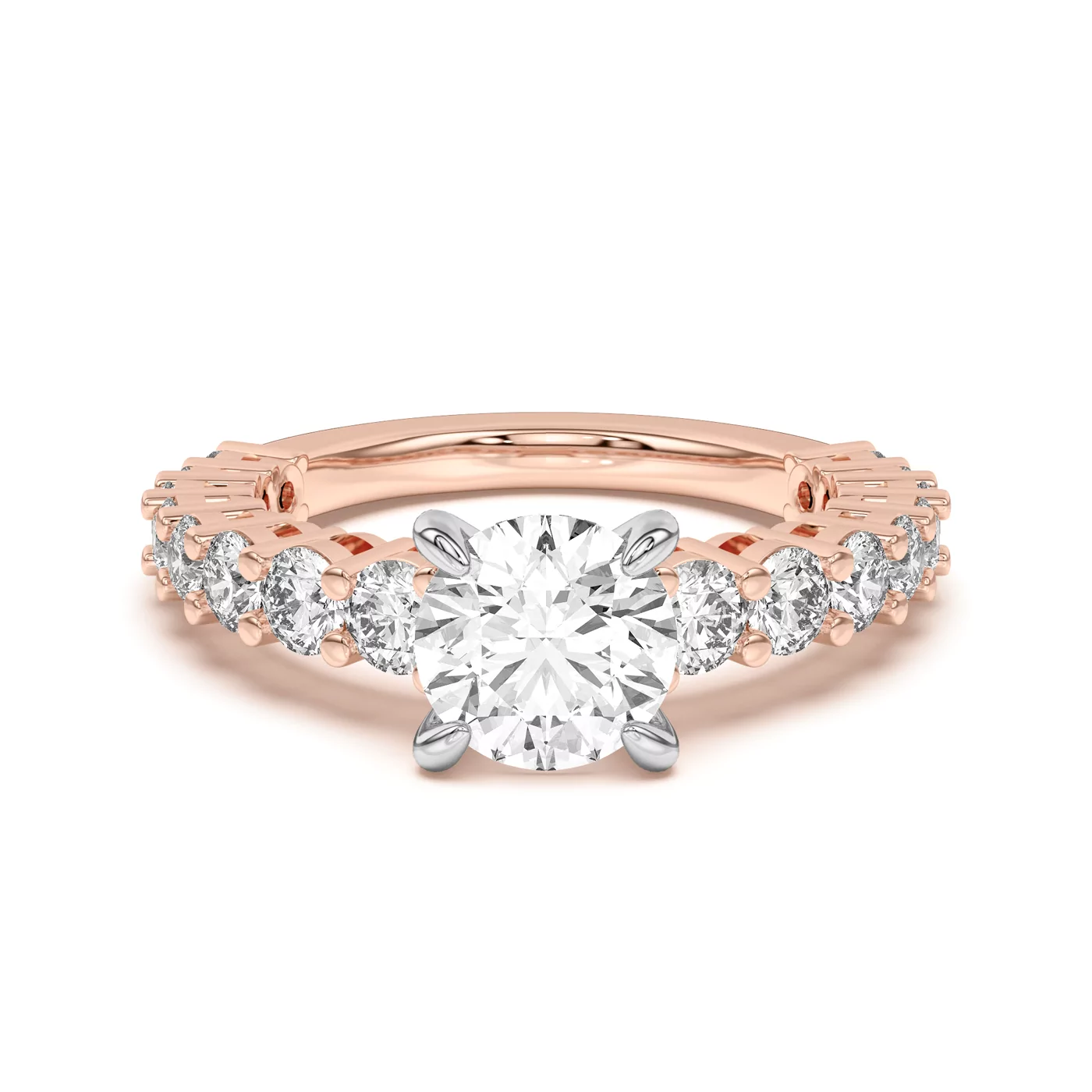 Brilliant Side Accents Rose Gold 18k & White Gold 18k Engagement Ring