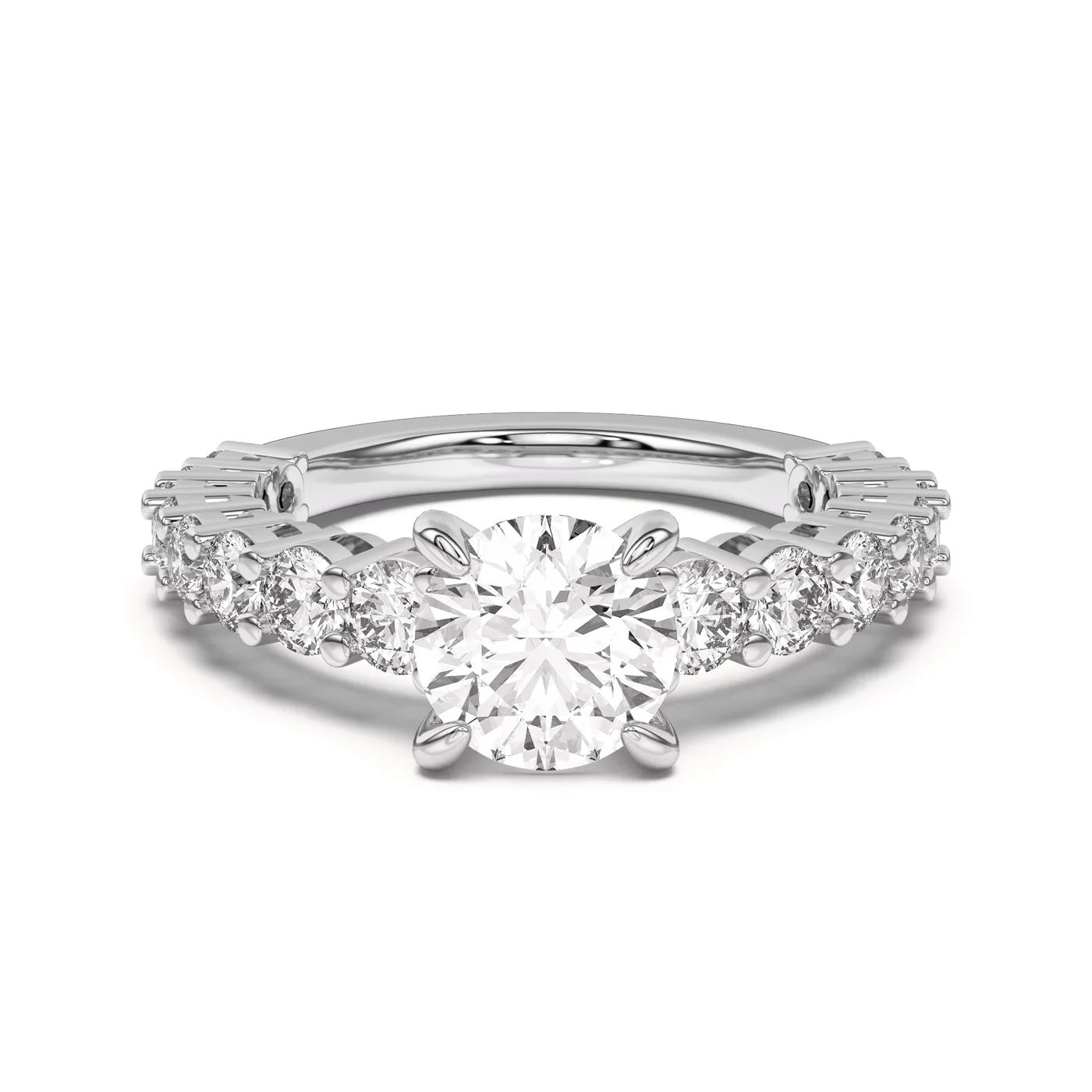 Brilliant Side Accents 18K White Gold Engagement Ring