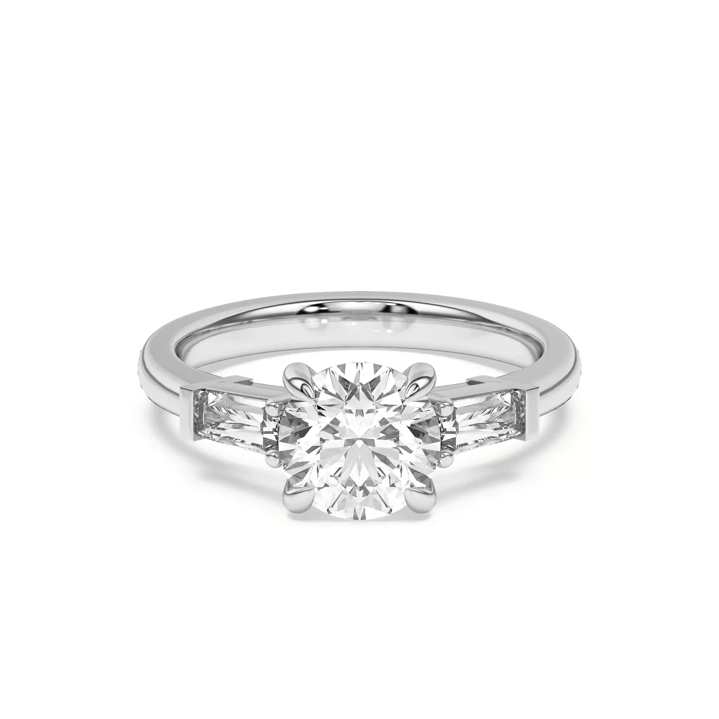 Brilliant Side Accents 14K White Gold Engagement Ring