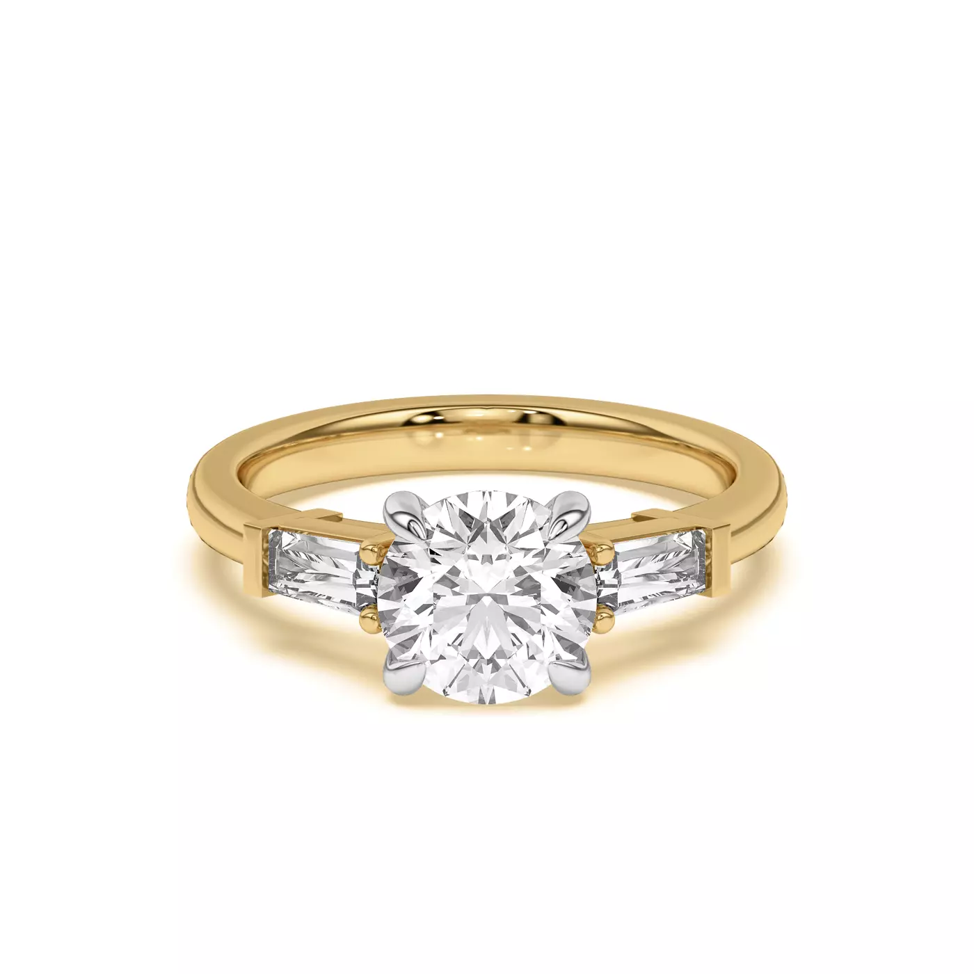Brilliant Side Accents Yellow Gold 14k & White Gold 14k Engagement Ring
